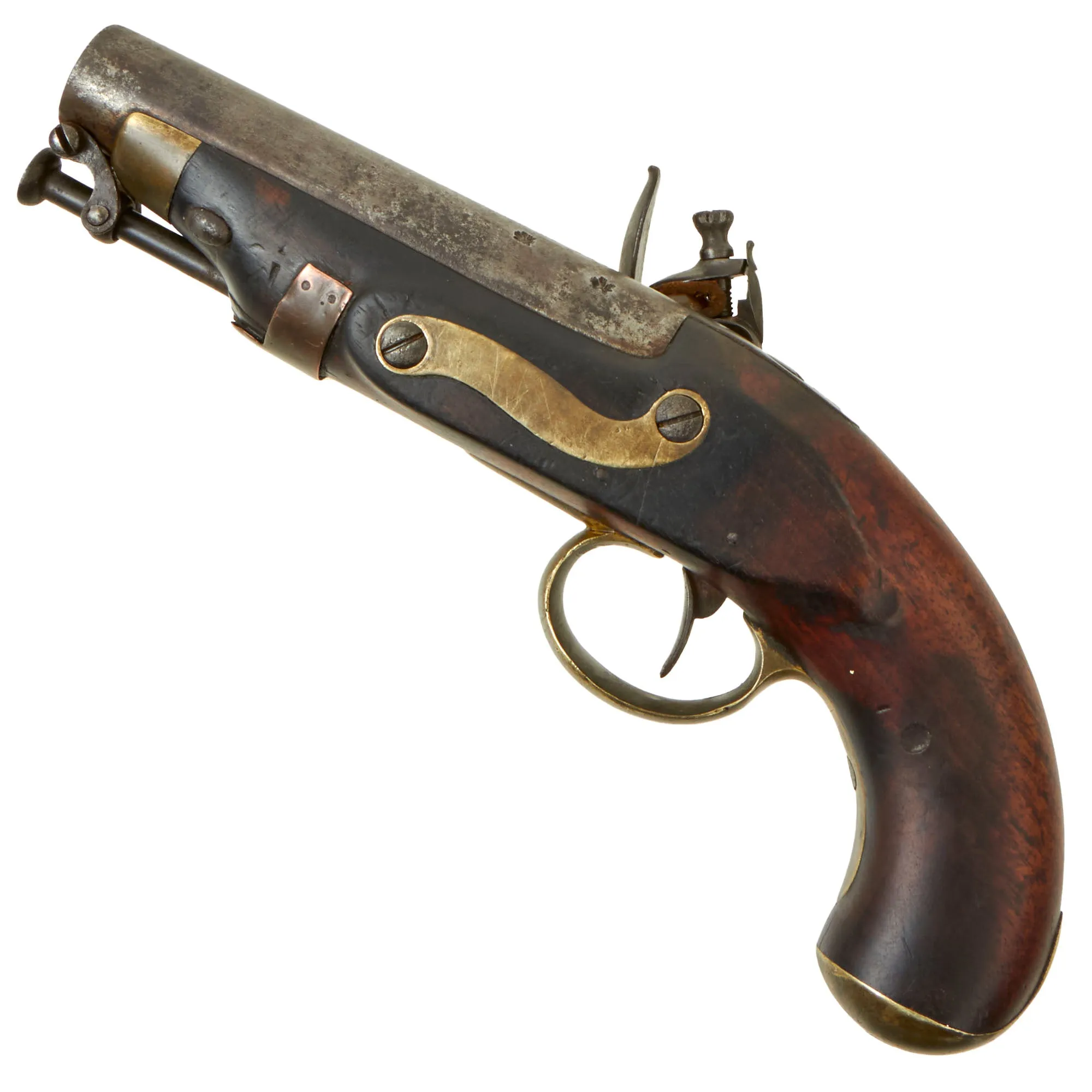 Original Scottish Large Bore "Man Stopping" Flintlock Overcoat Pistol by Thomson of Edinburgh with Captured Ramrod - circa 1820