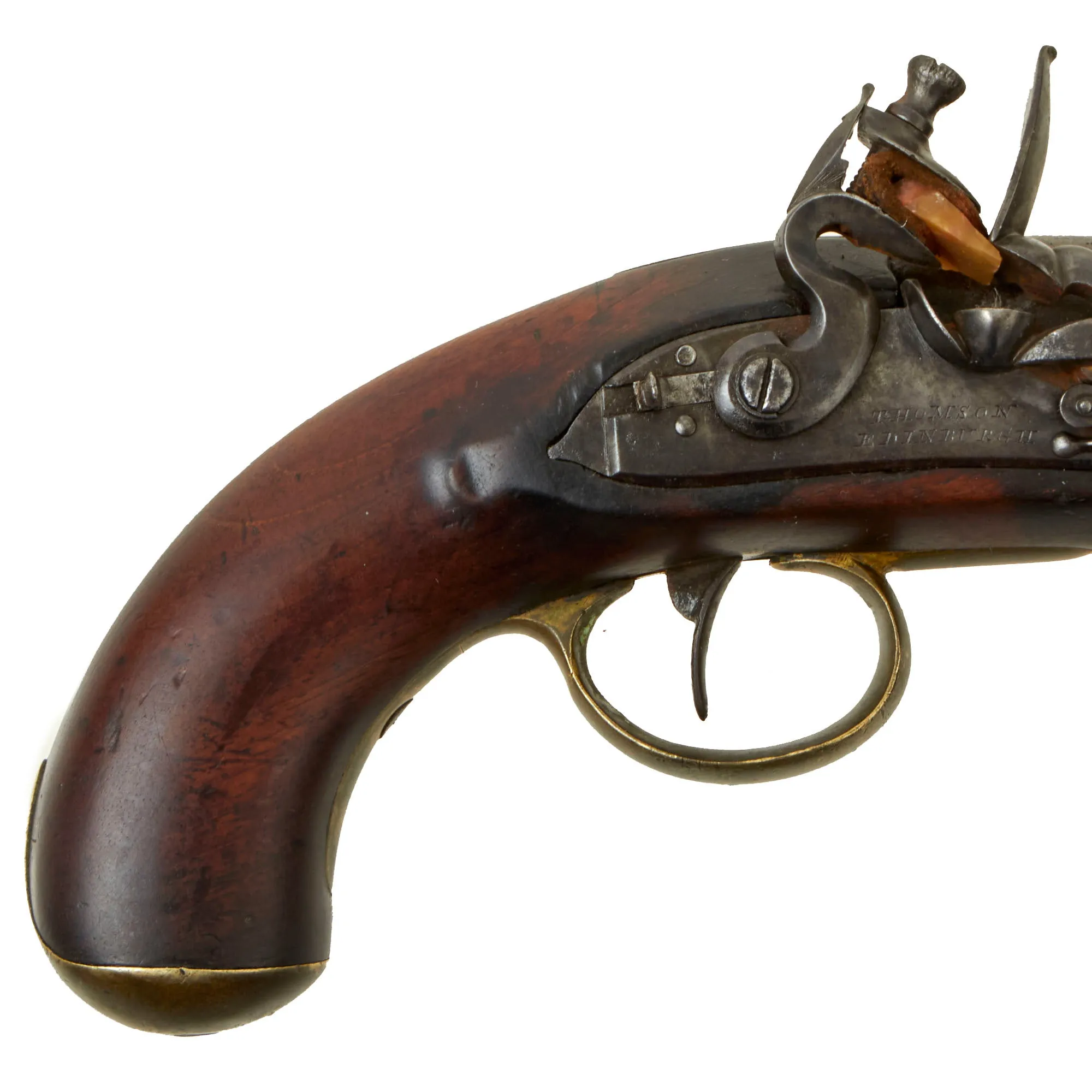 Original Scottish Large Bore "Man Stopping" Flintlock Overcoat Pistol by Thomson of Edinburgh with Captured Ramrod - circa 1820