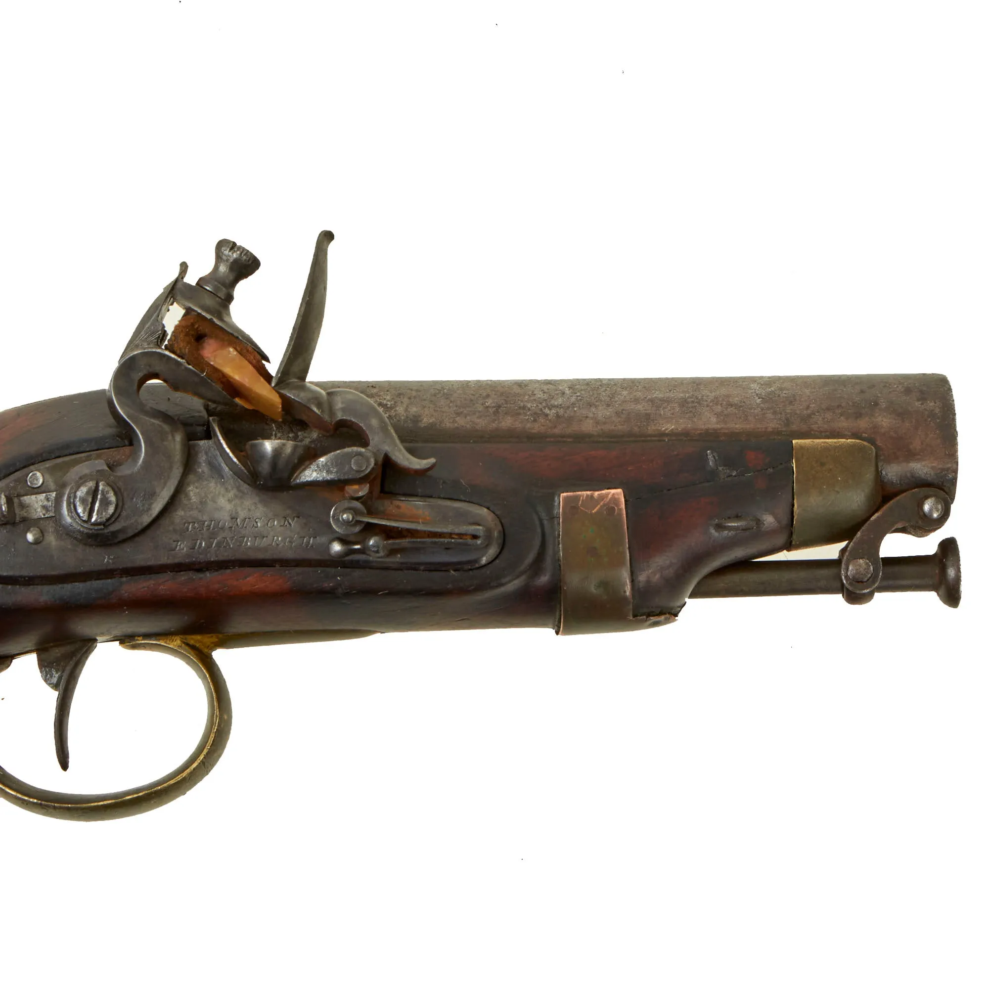 Original Scottish Large Bore "Man Stopping" Flintlock Overcoat Pistol by Thomson of Edinburgh with Captured Ramrod - circa 1820