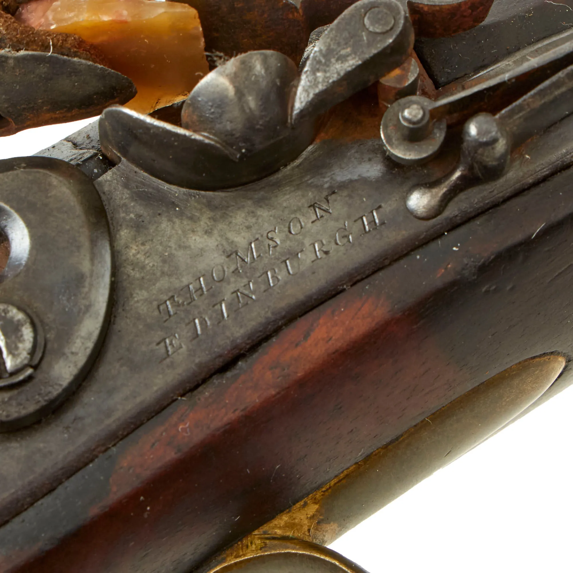 Original Scottish Large Bore "Man Stopping" Flintlock Overcoat Pistol by Thomson of Edinburgh with Captured Ramrod - circa 1820