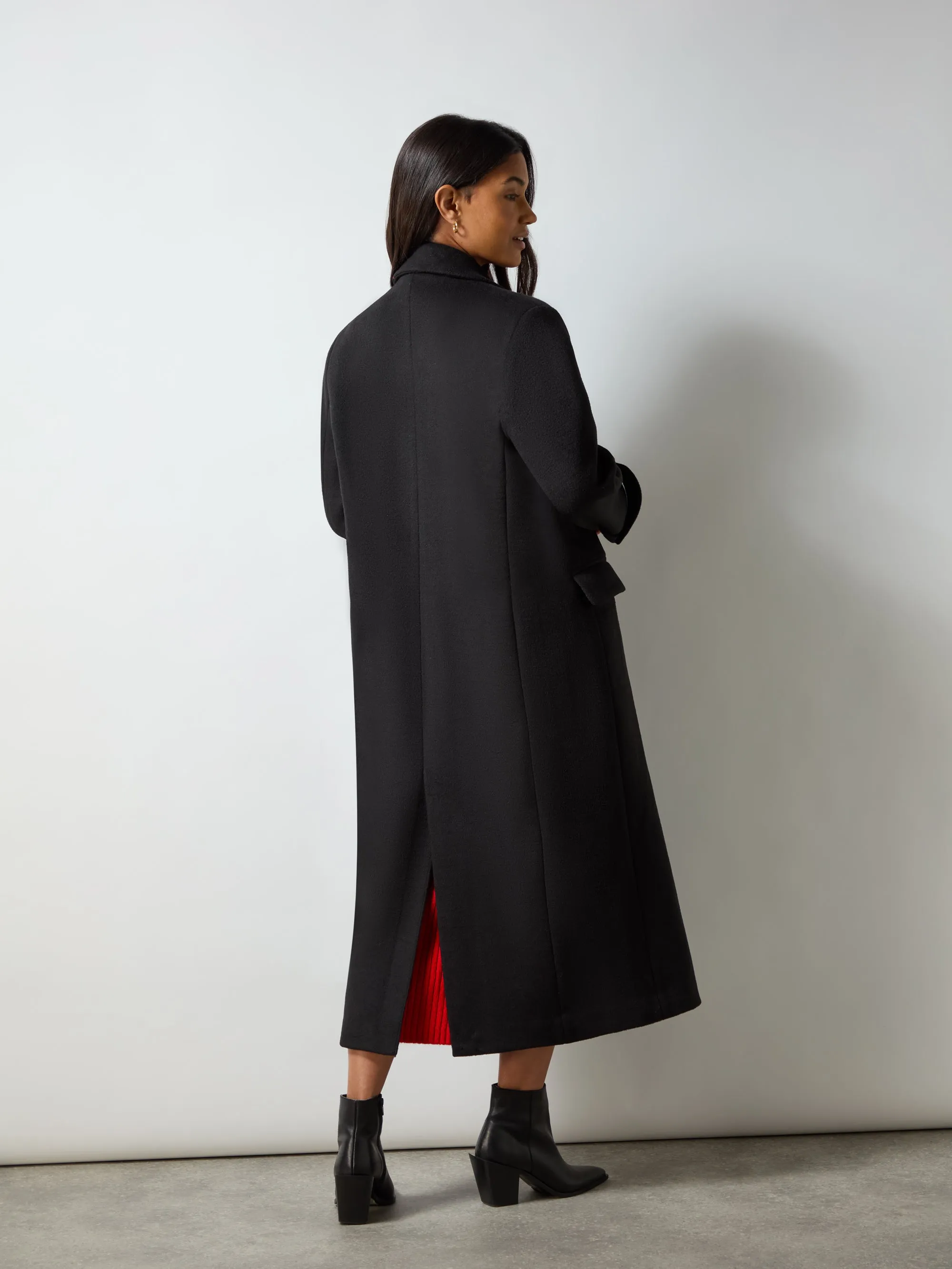 Oversized Wool Blend Black Coat