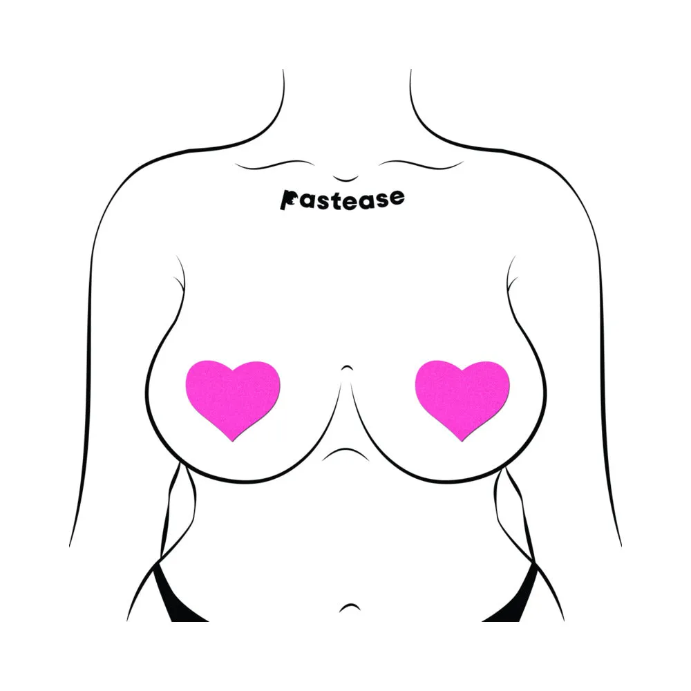 Pastease Neon Pink Day-Glow Lycra Heart Nipple Pasties