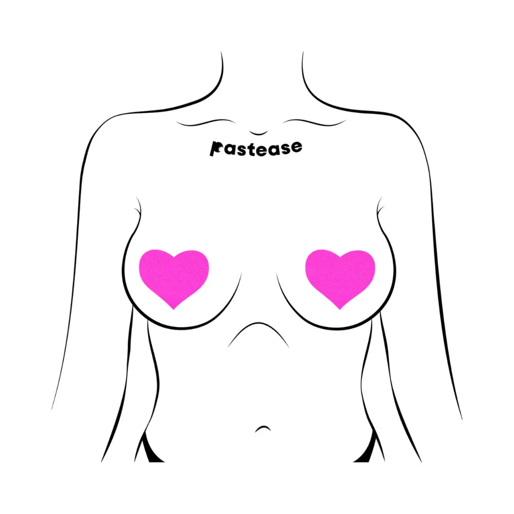 Pastease Neon Pink Day-Glow Lycra Heart Nipple Pasties