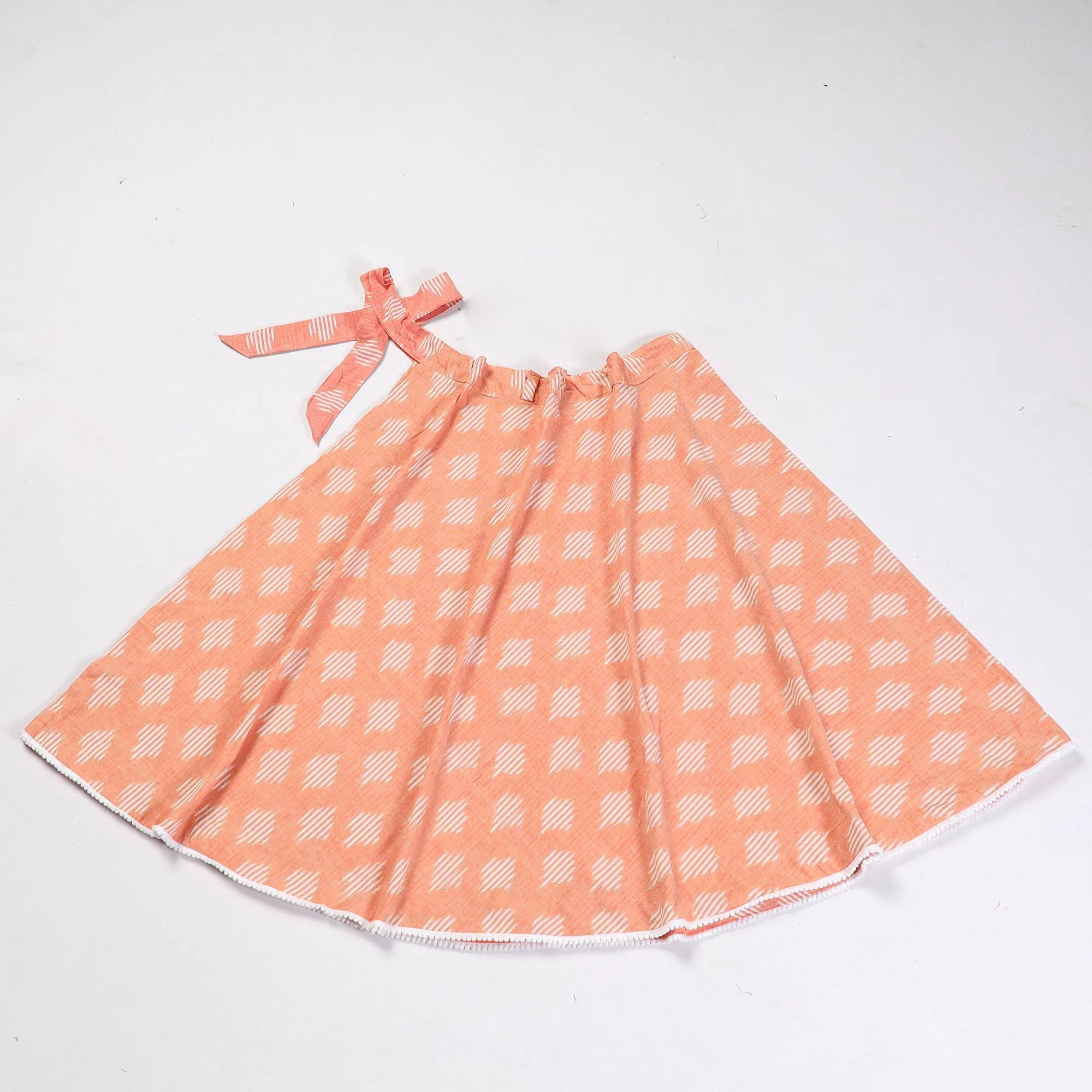 Peach -Pochampally Ikat Cotton Wrap Around Skirt