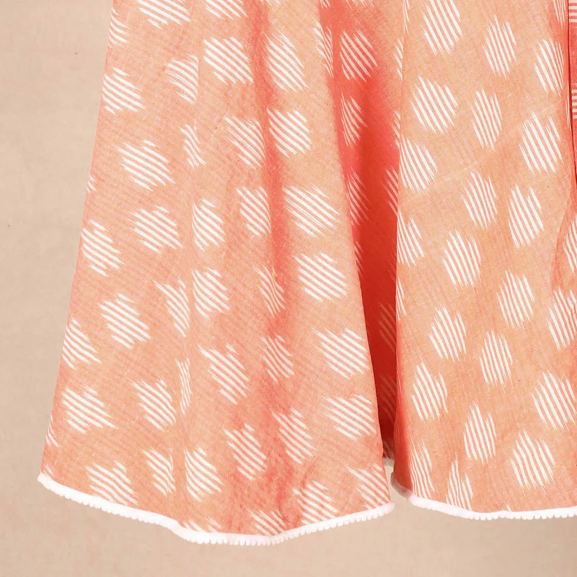 Peach -Pochampally Ikat Cotton Wrap Around Skirt