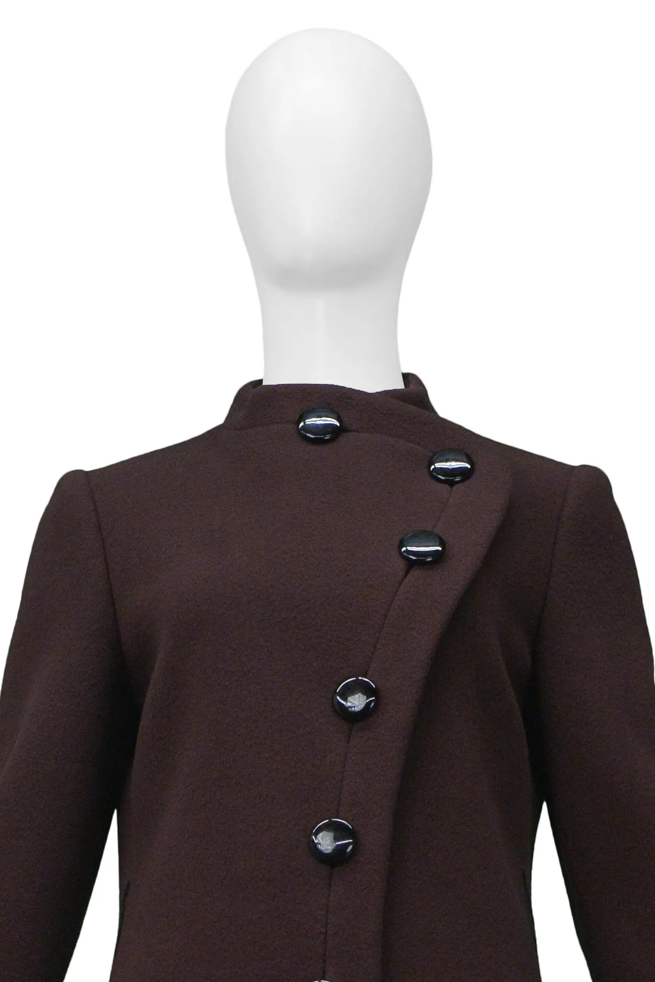 PIERRE CARDIN BROWN WOOL BUTTON UP COAT 1960s