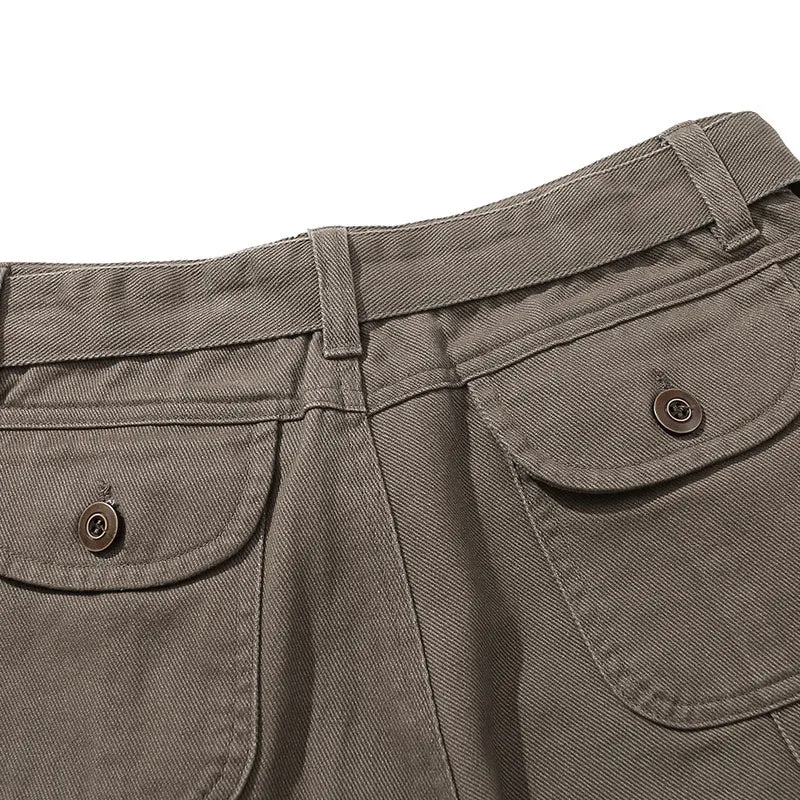 Plain Pockets Loose Straight Cargo Pants