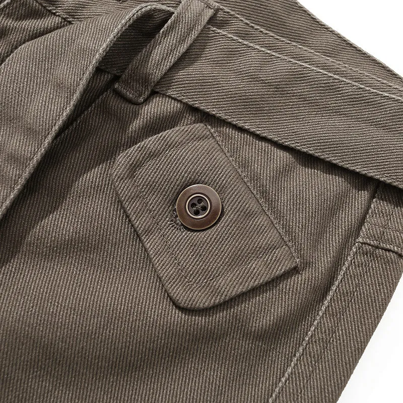 Plain Pockets Loose Straight Cargo Pants