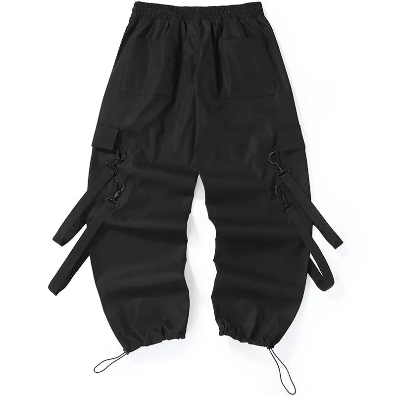 Plain Removable Ribbon Cargo Pants