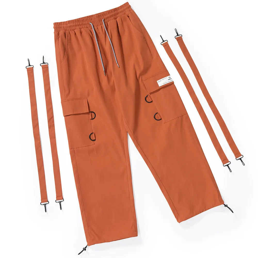 Plain Removable Ribbon Cargo Pants