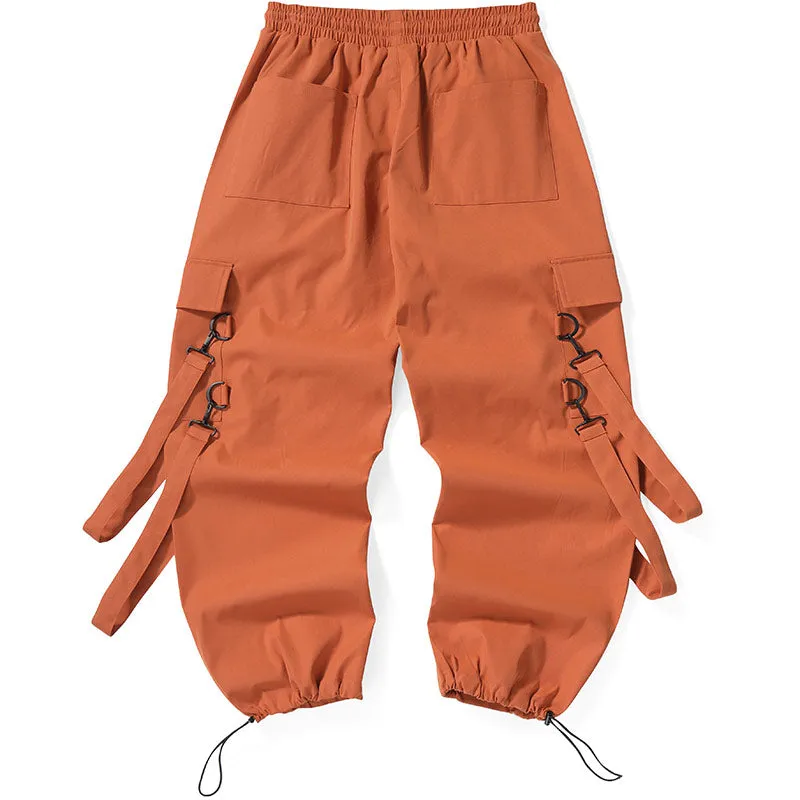 Plain Removable Ribbon Cargo Pants