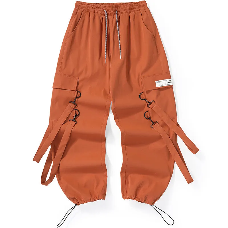 Plain Removable Ribbon Cargo Pants