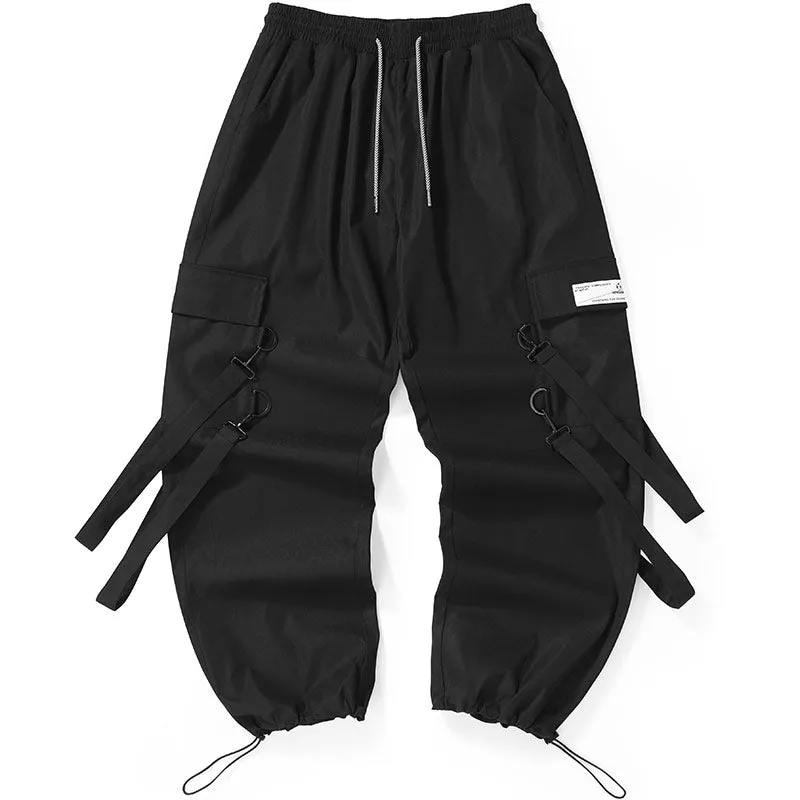 Plain Removable Ribbon Cargo Pants