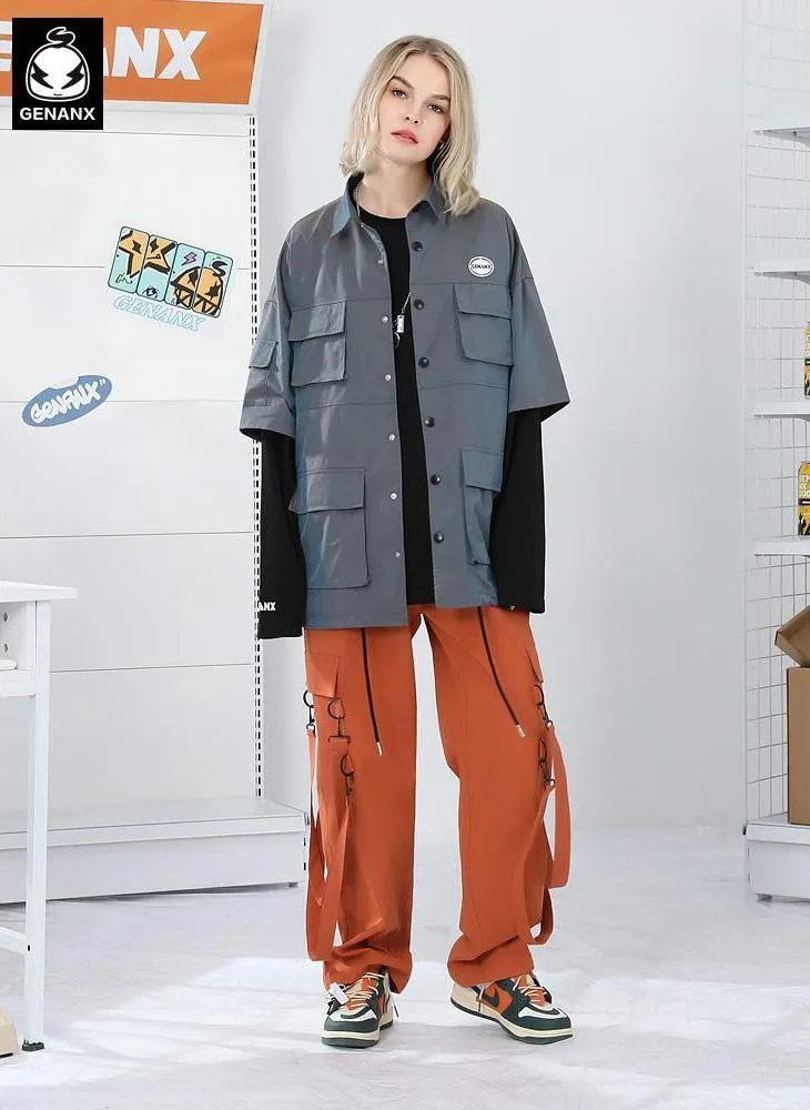 Plain Removable Ribbon Cargo Pants