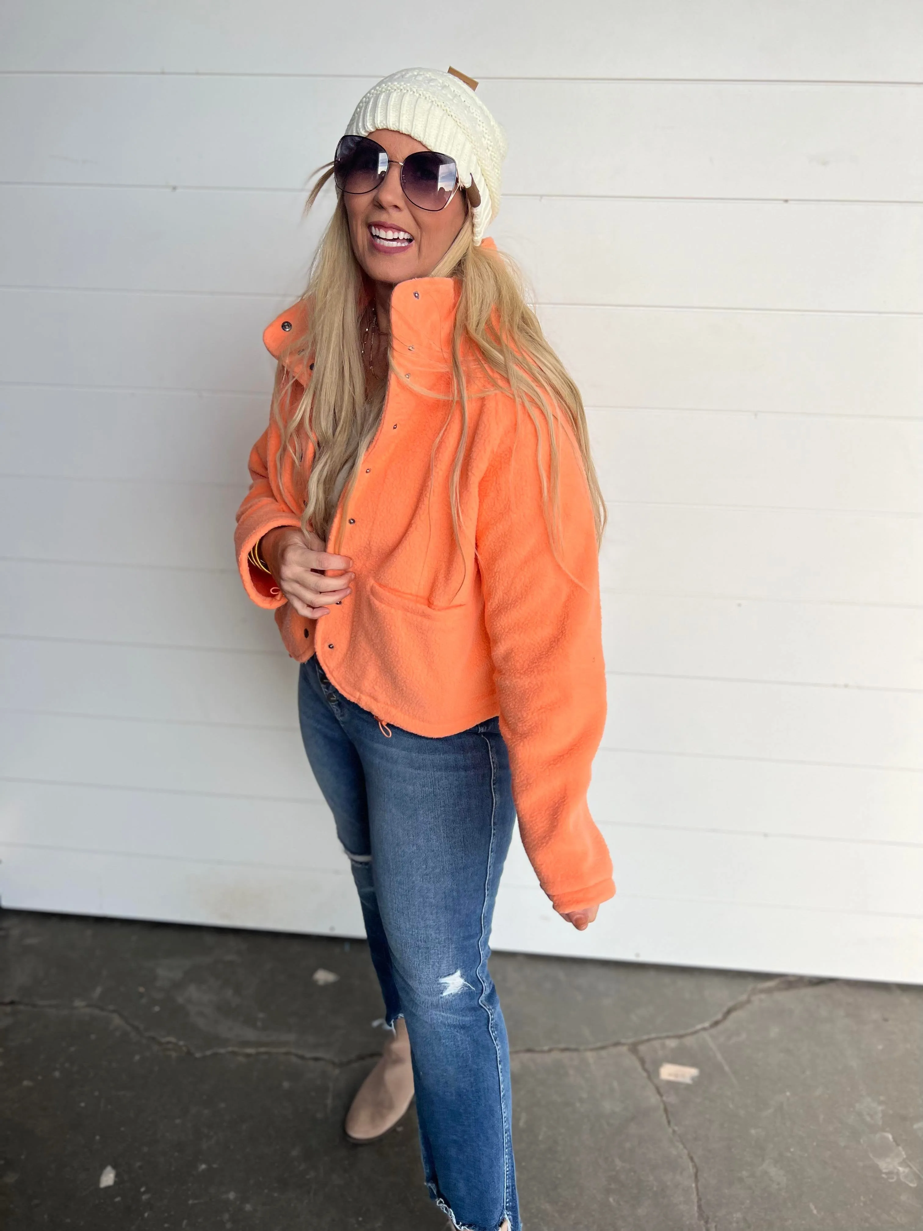 POL PREORDER - Neon Orange Sherpa Jacket