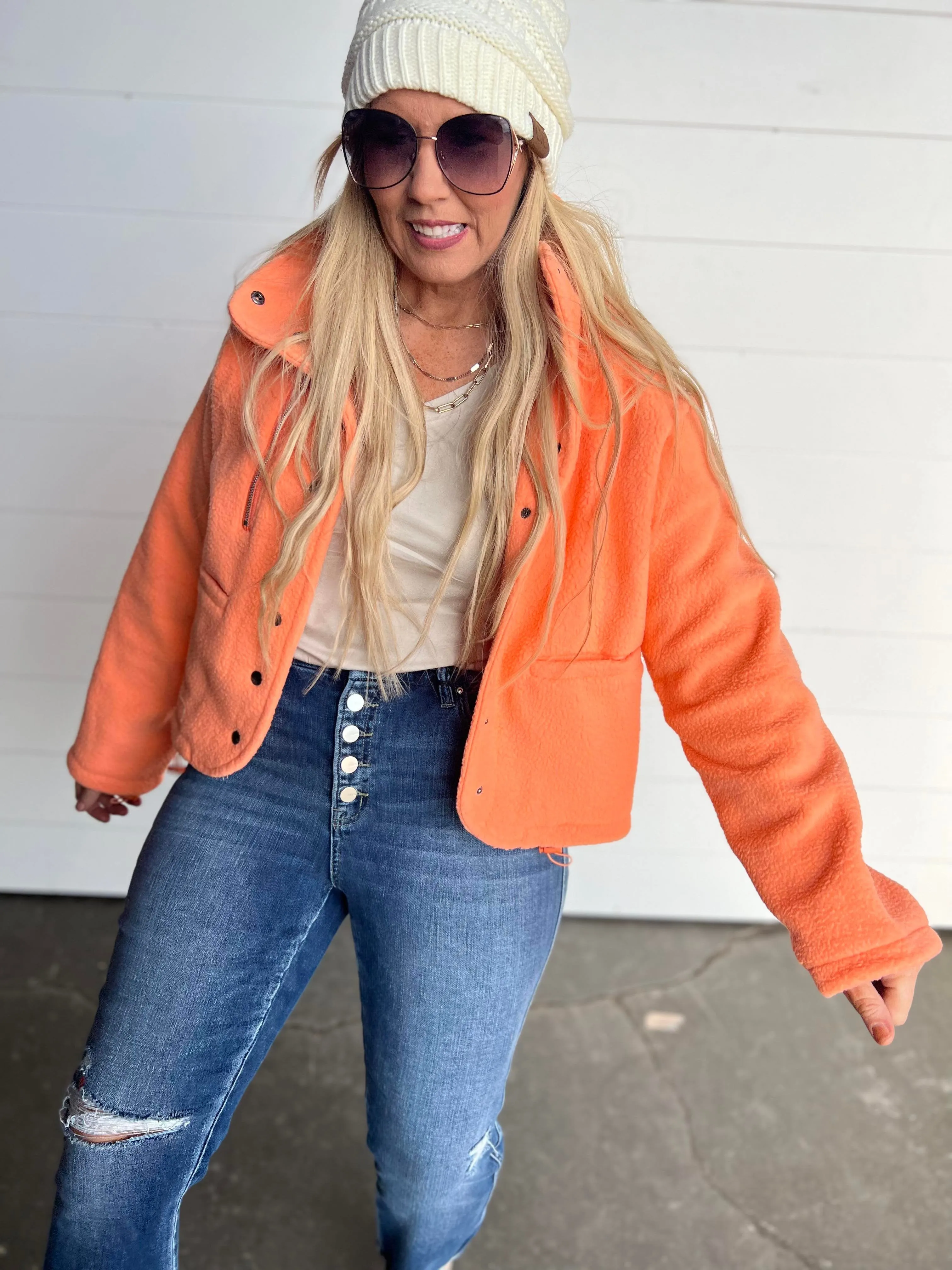 POL PREORDER - Neon Orange Sherpa Jacket