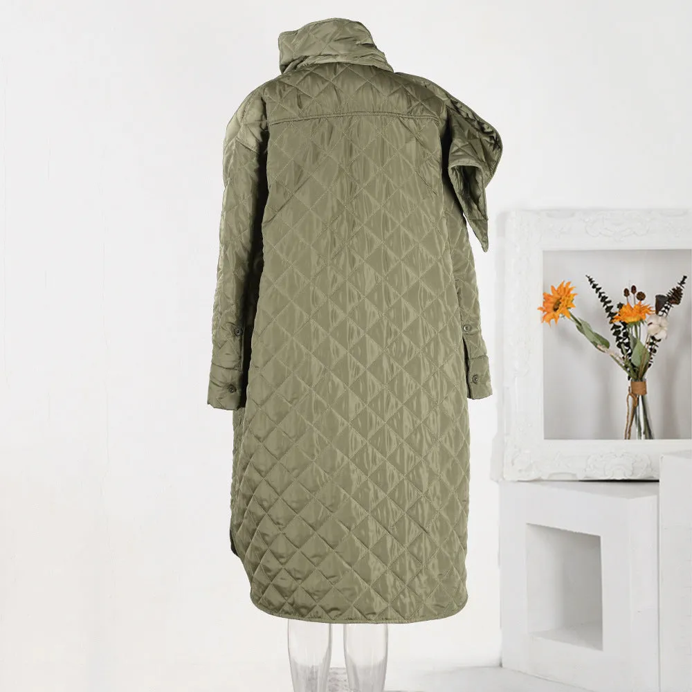 Pre Order:  Quilted Scarf Collar Loose Coat