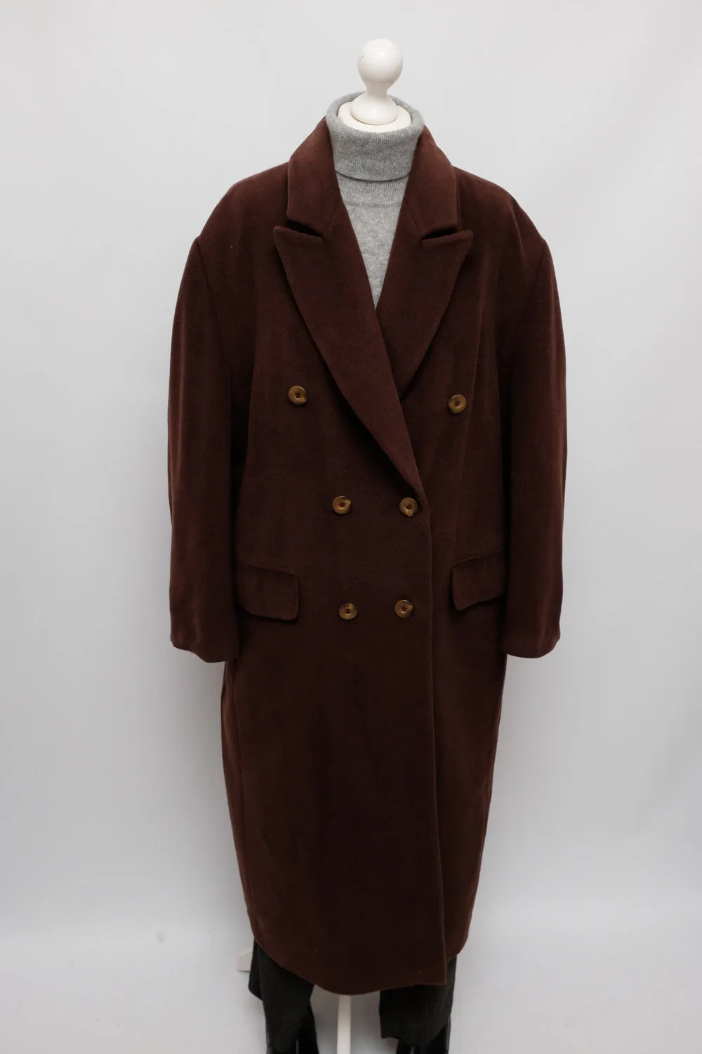 PURE WOOL BROWN MAXI VINTAGE COAT