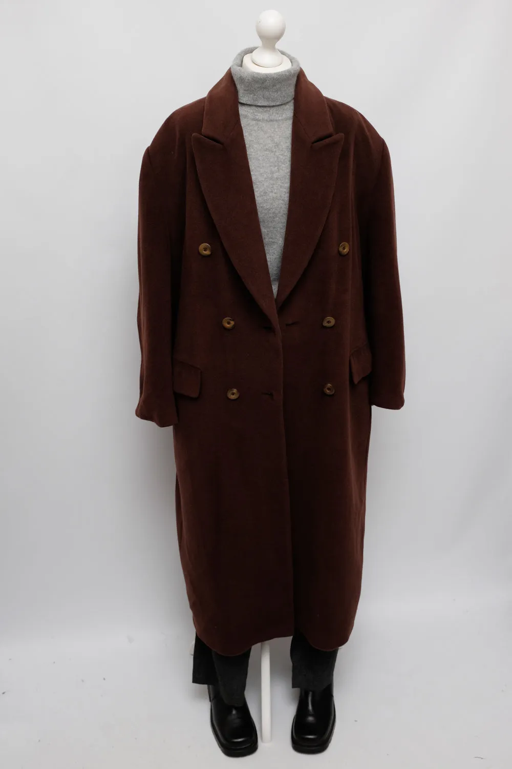 PURE WOOL BROWN MAXI VINTAGE COAT