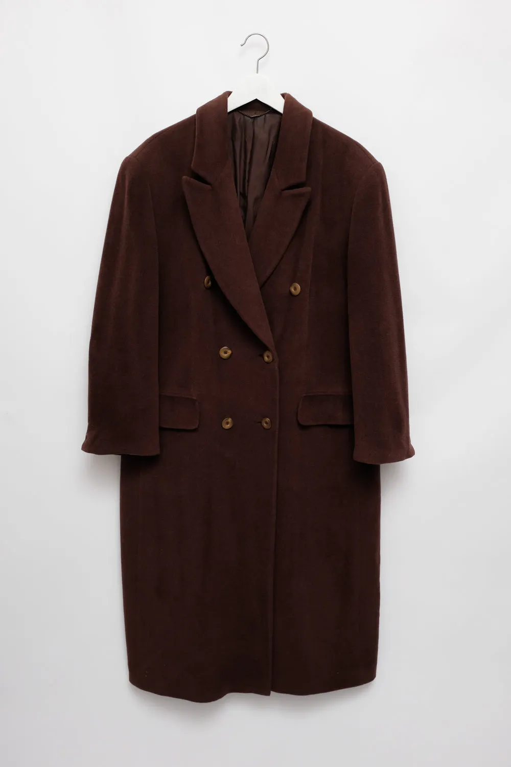 PURE WOOL BROWN MAXI VINTAGE COAT