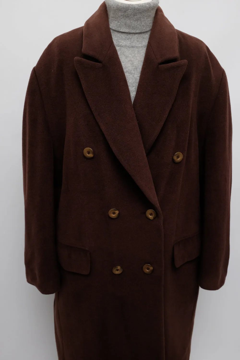 PURE WOOL BROWN MAXI VINTAGE COAT