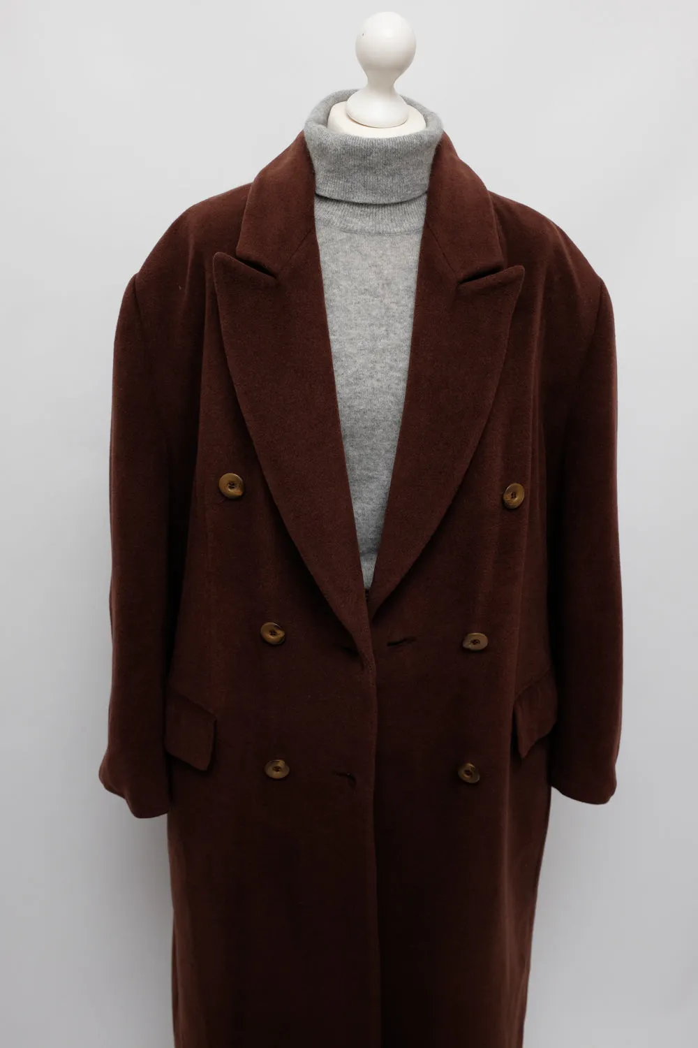 PURE WOOL BROWN MAXI VINTAGE COAT