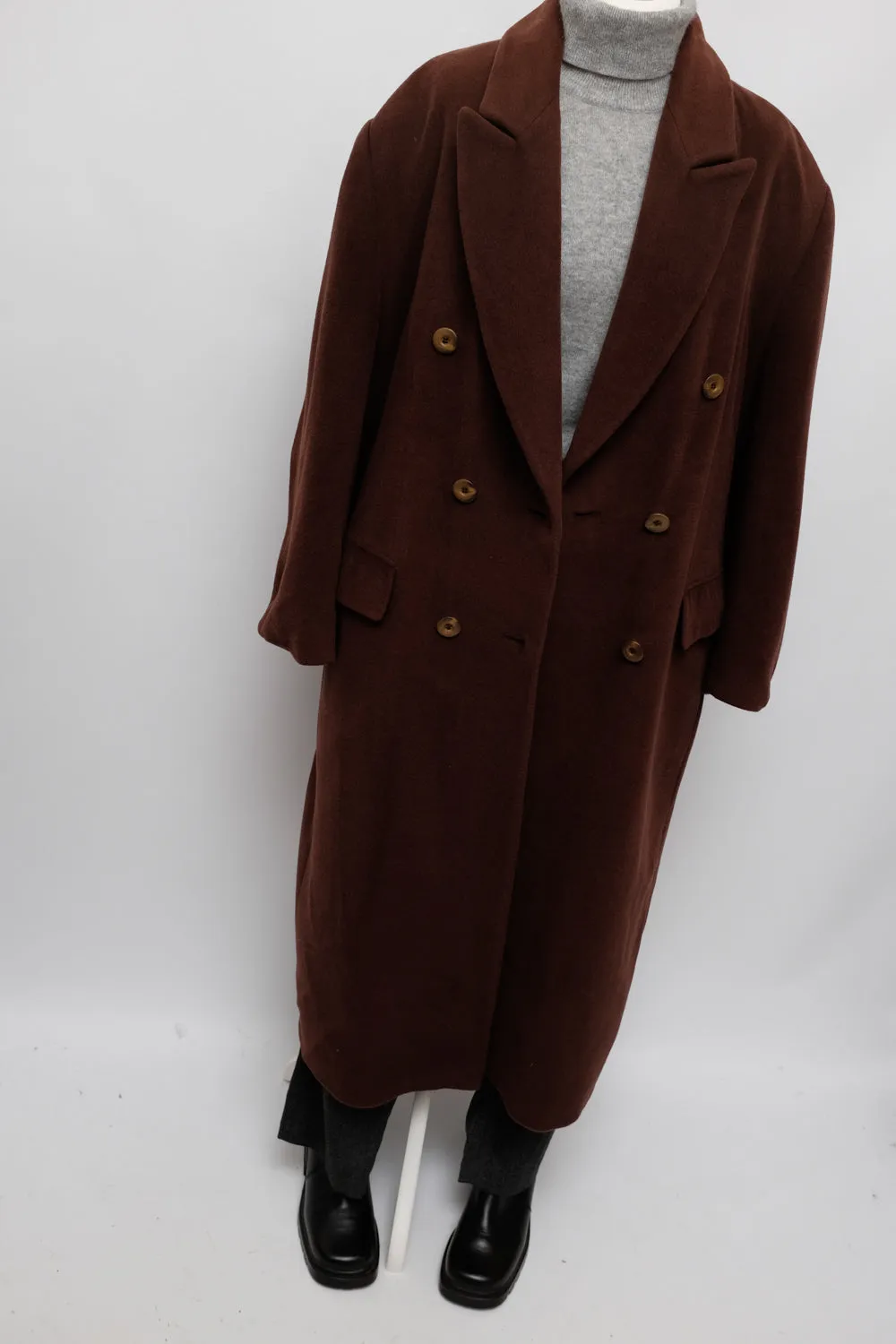 PURE WOOL BROWN MAXI VINTAGE COAT