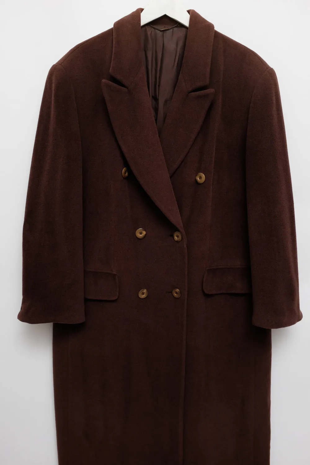 PURE WOOL BROWN MAXI VINTAGE COAT