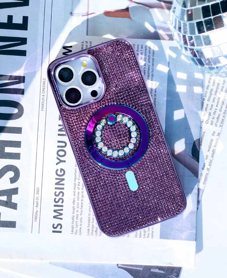 Purple Crystal Glam MagSafe Phone Case