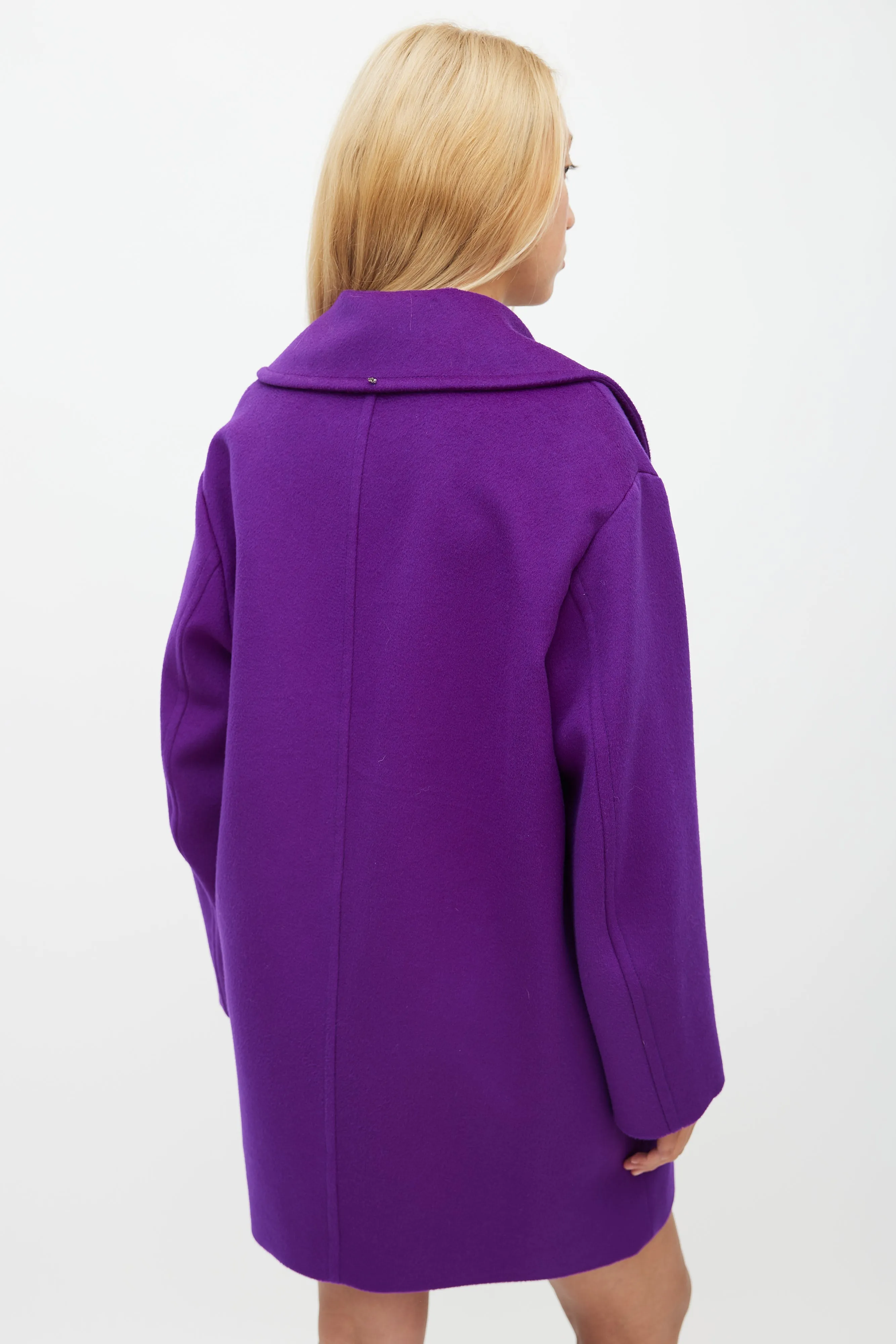 Purple Wool Double Breasted Coat