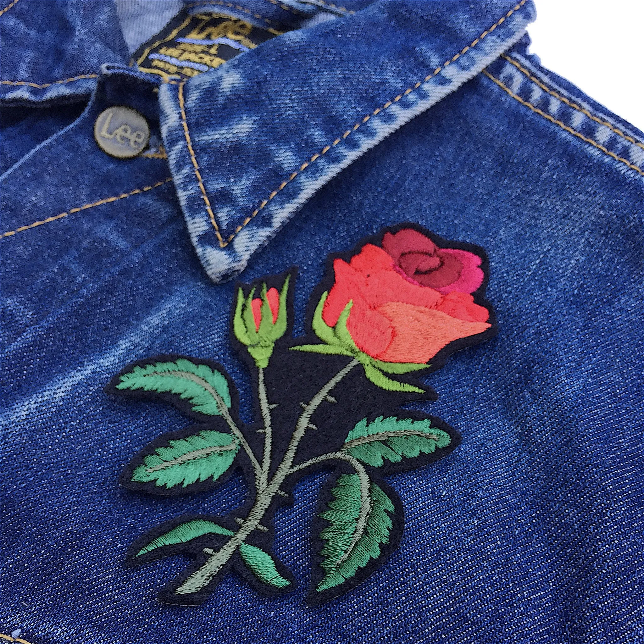 Red Rose Embroidered Patch