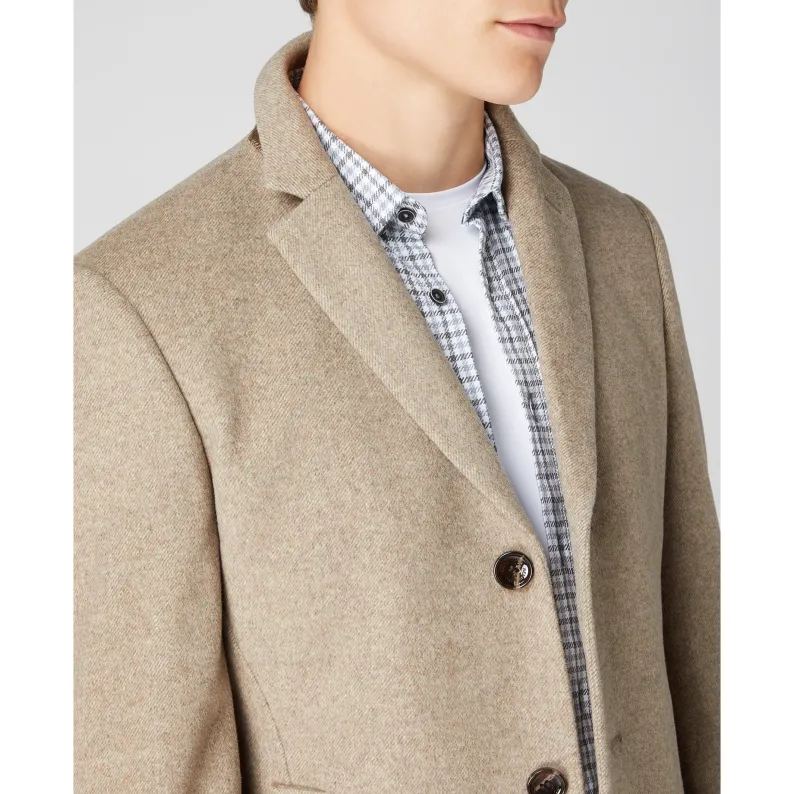 Remus Uomo Quinn Tailored Overcoat Taupe 90379