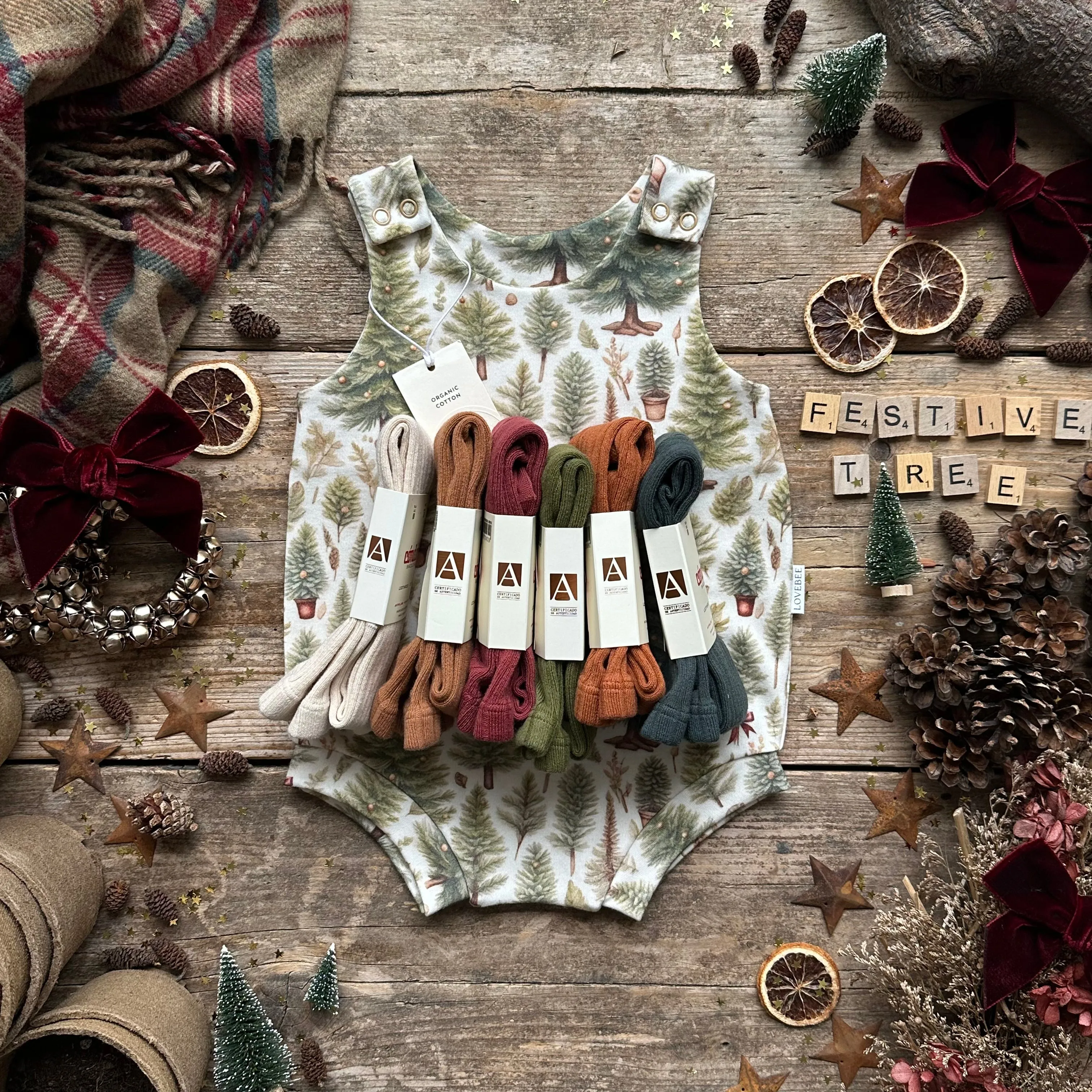 Ribbon Christmas Tree Bloomer Romper