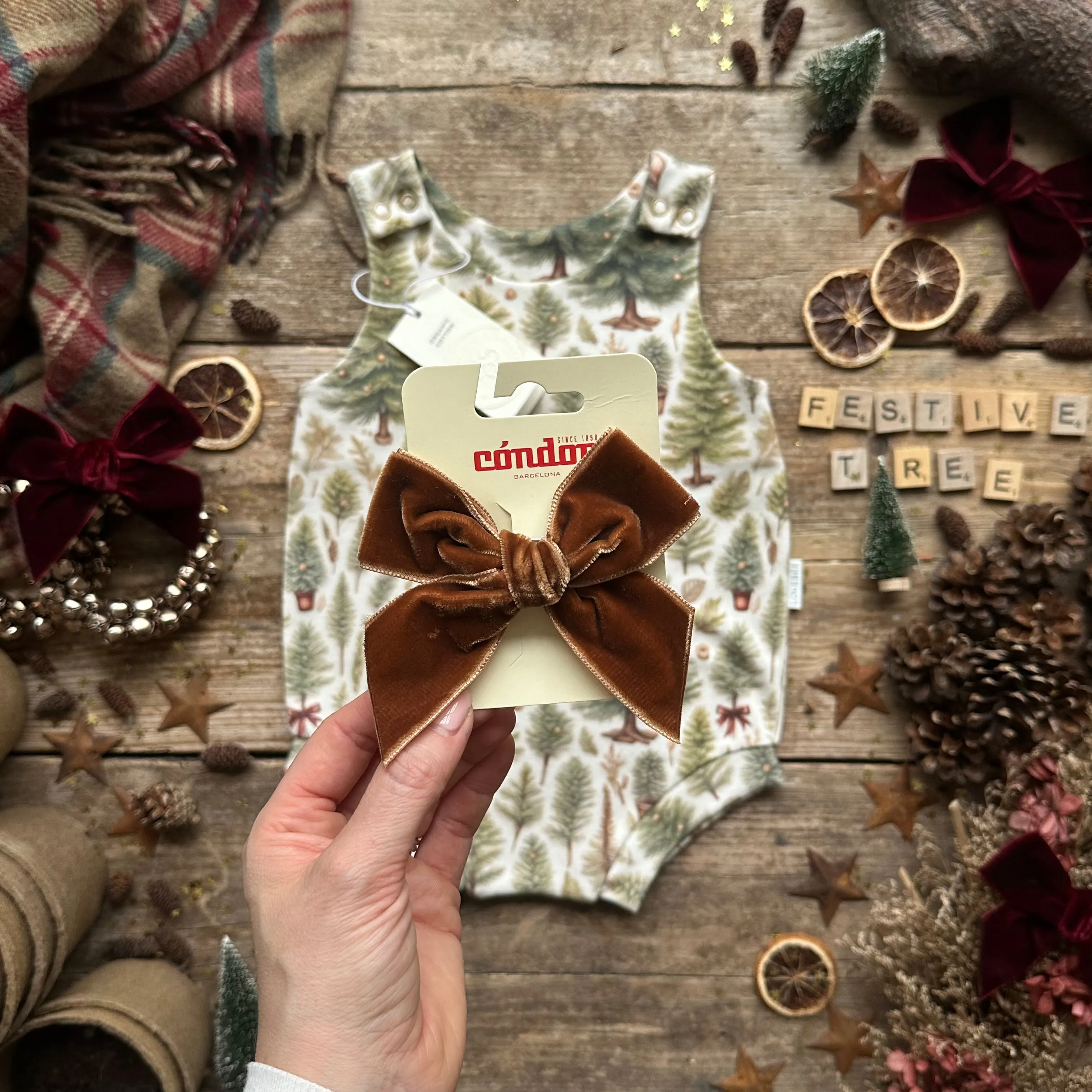 Ribbon Christmas Tree Bloomer Romper