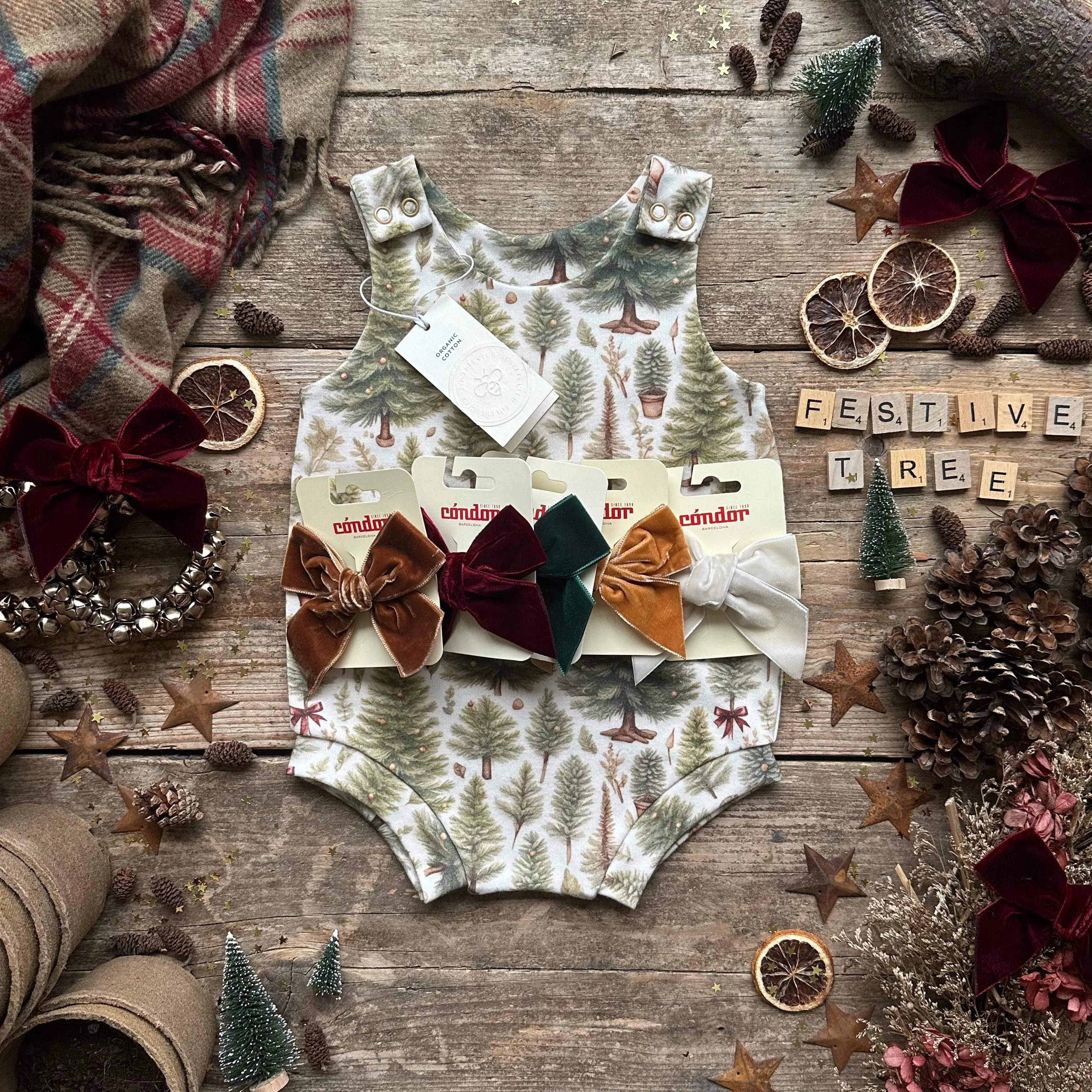 Ribbon Christmas Tree Bloomer Romper