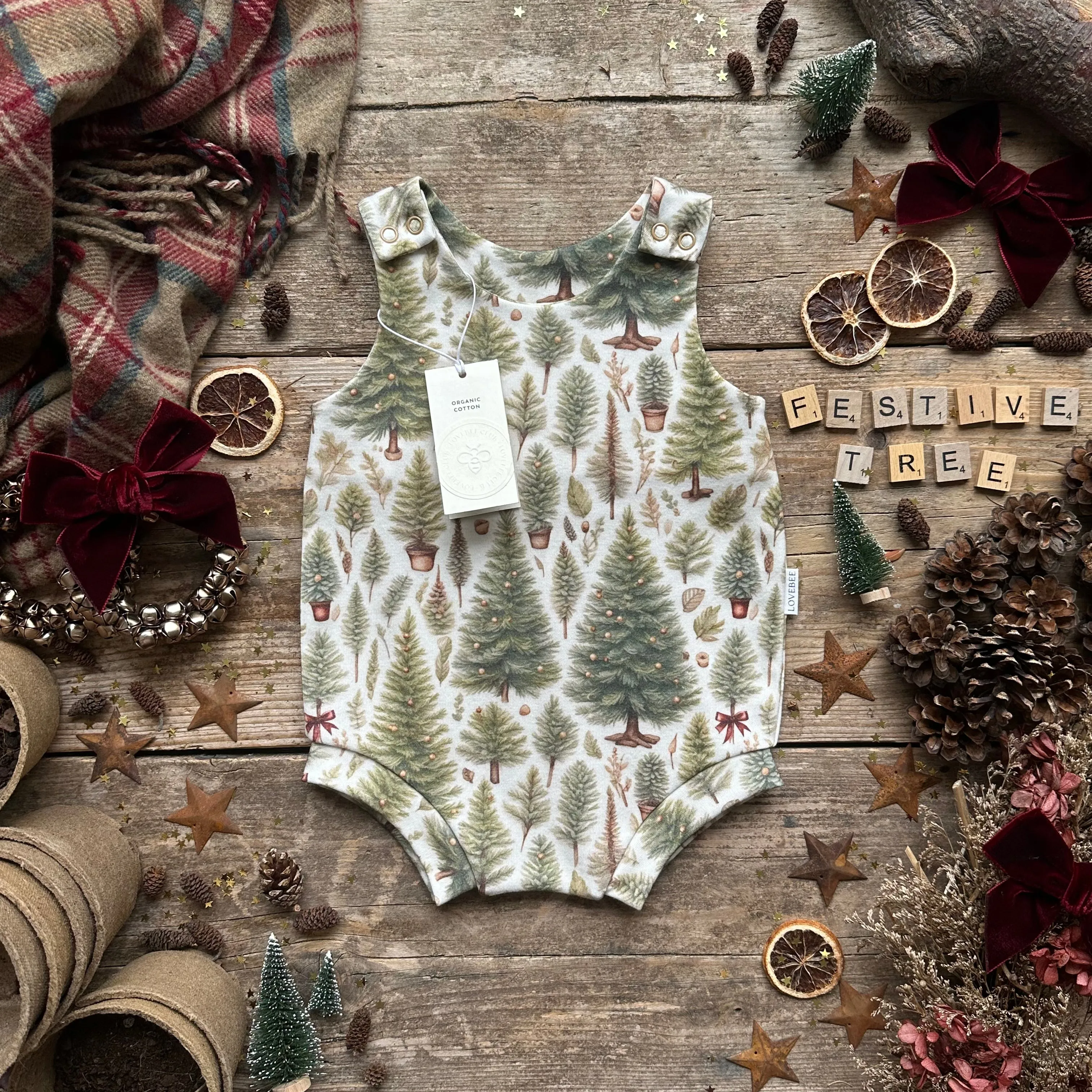 Ribbon Christmas Tree Bloomer Romper