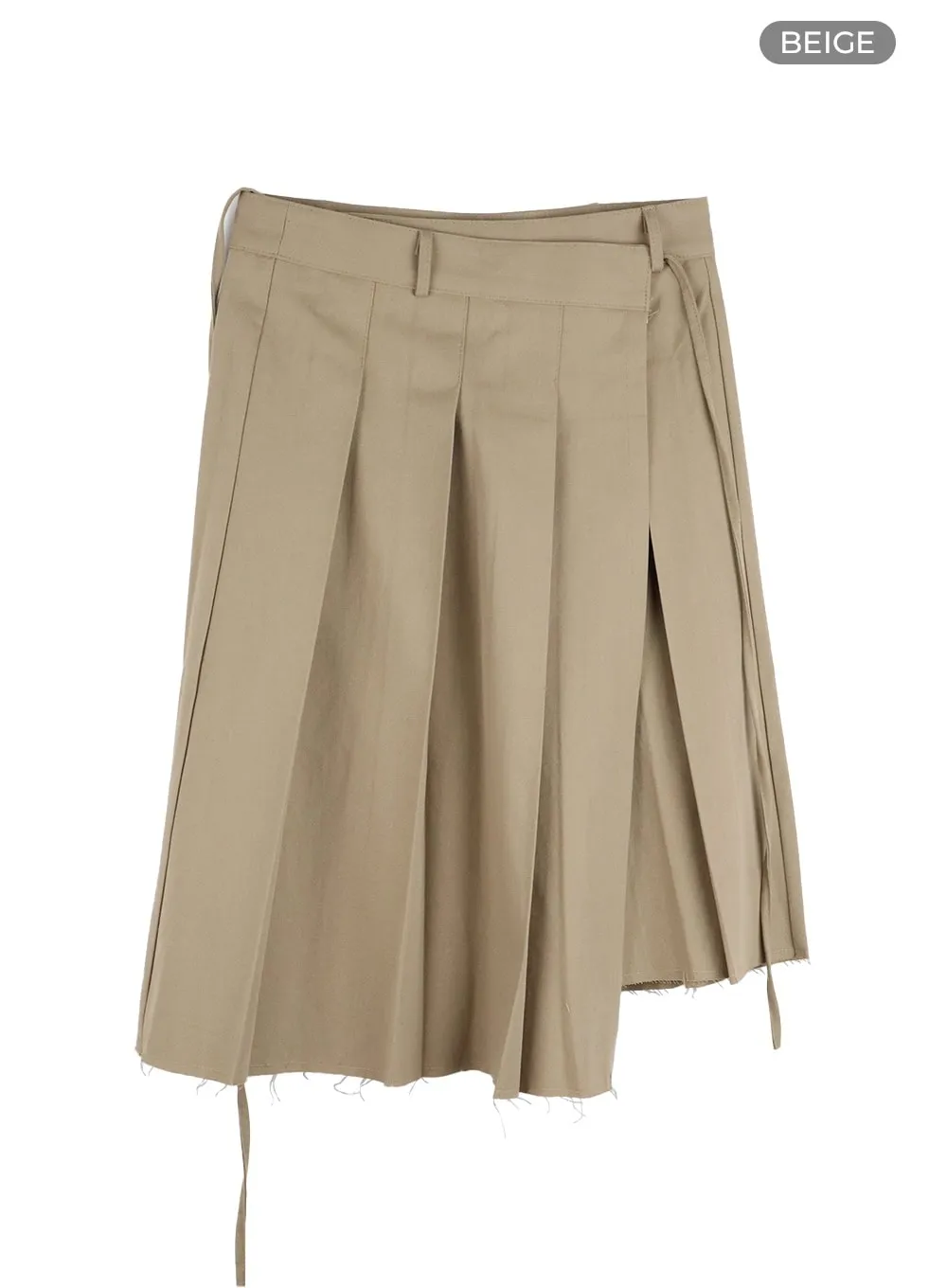 Ribbon Wrap Pleated Midi Skirt CY403