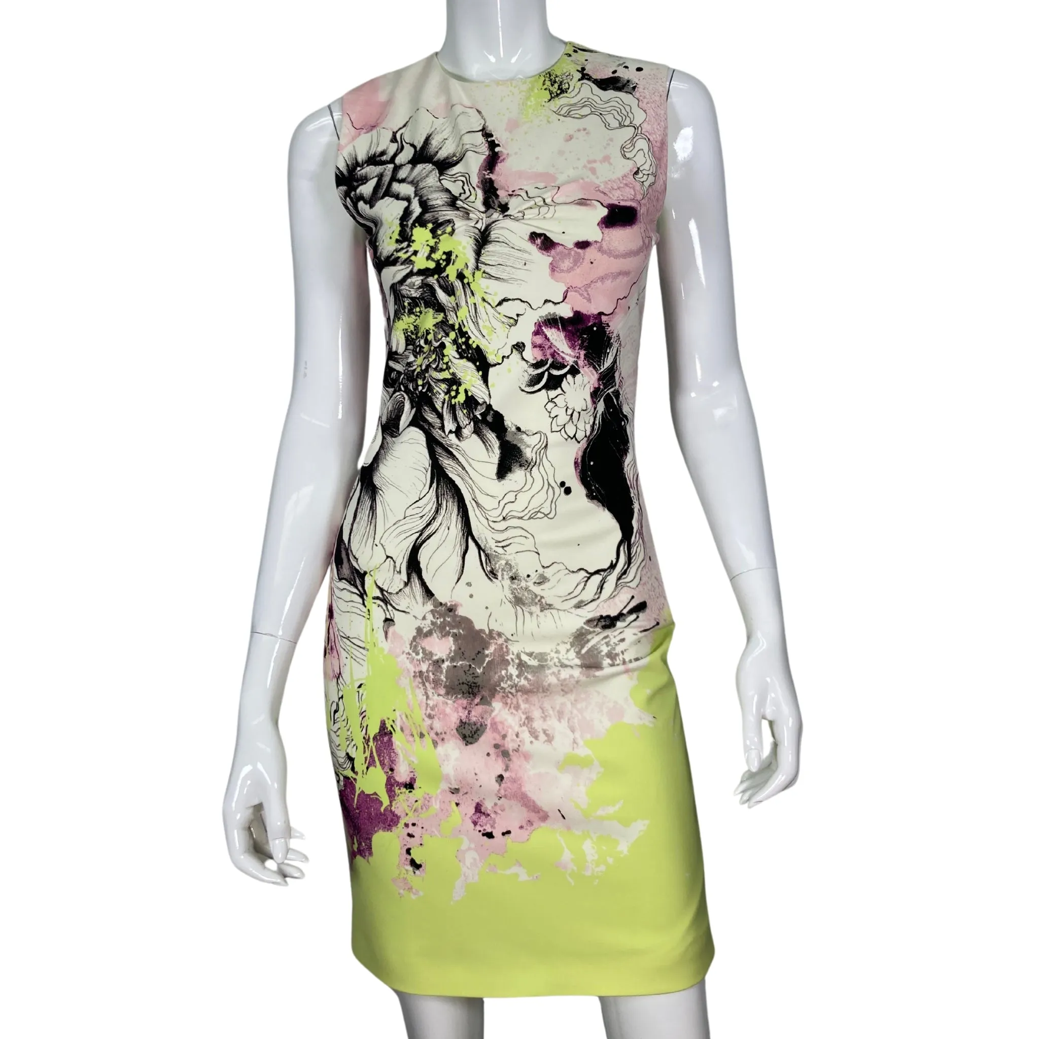 Roberto Cavalli Neon Illustrated Flower Dress