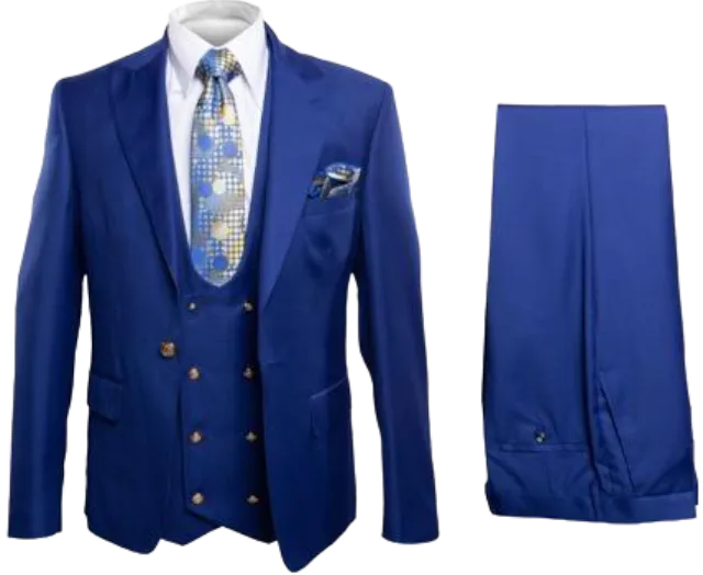 Rossi Man Men's Royal Blue Slim-fit Suit Double Breasted suit