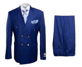 Rossi Man Royal Blue Men's Double Breasted Slim-fit Suit Gold Buttons