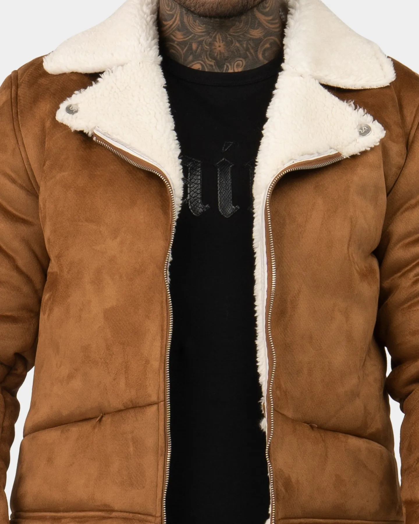 Saint Morta Renegade Sherpa Biker Jacket Tan/Cream