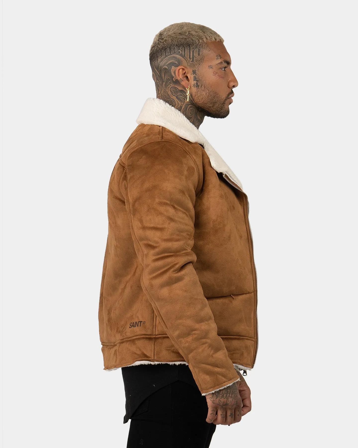 Saint Morta Renegade Sherpa Biker Jacket Tan/Cream