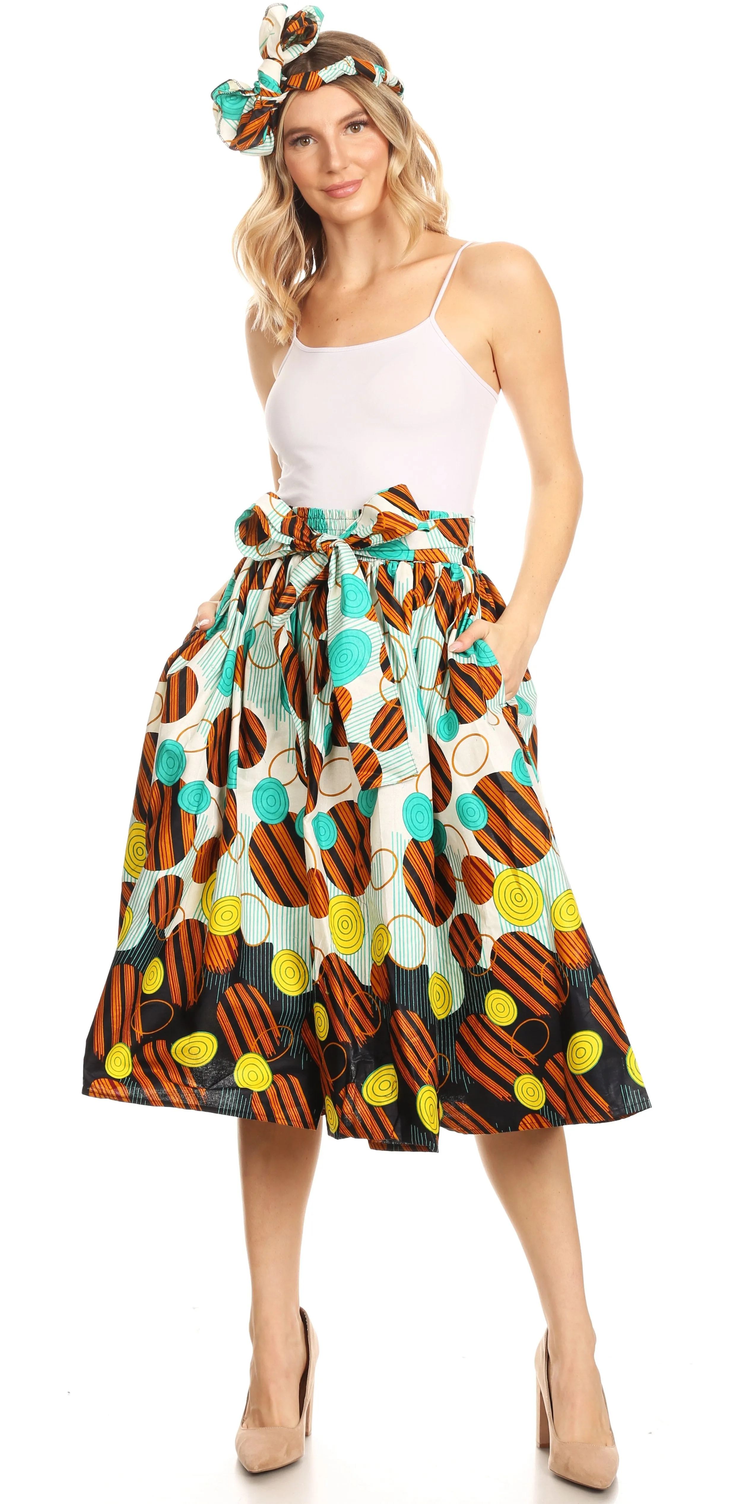 Sakkas African Dutch Ankara Wax Print Full Circle Skirt