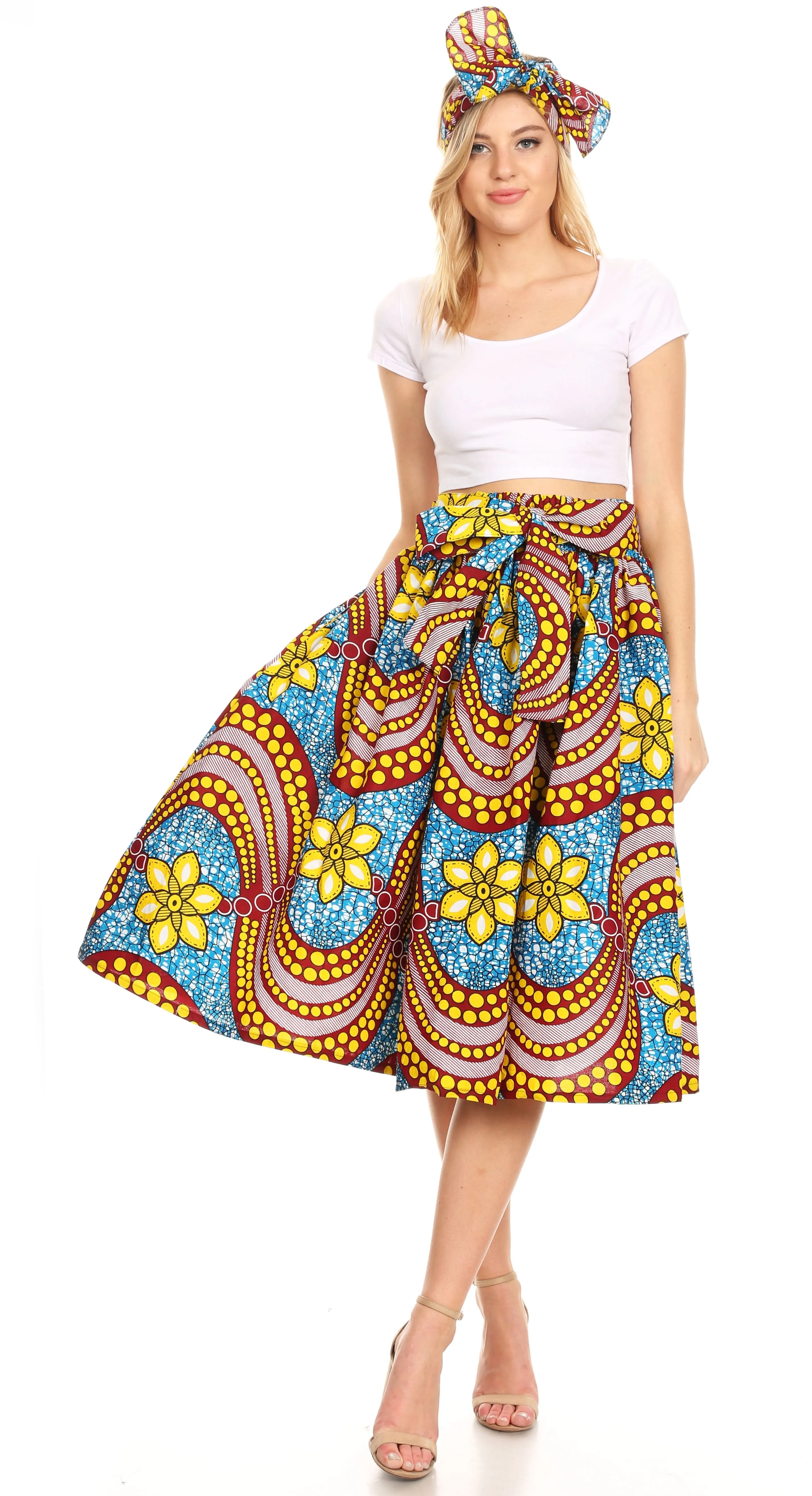 Sakkas African Dutch Ankara Wax Print Full Circle Skirt