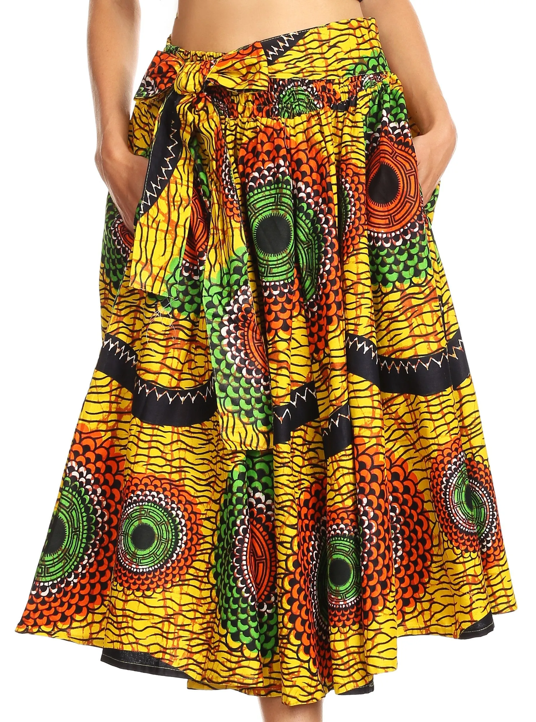 Sakkas African Dutch Ankara Wax Print Full Circle Skirt