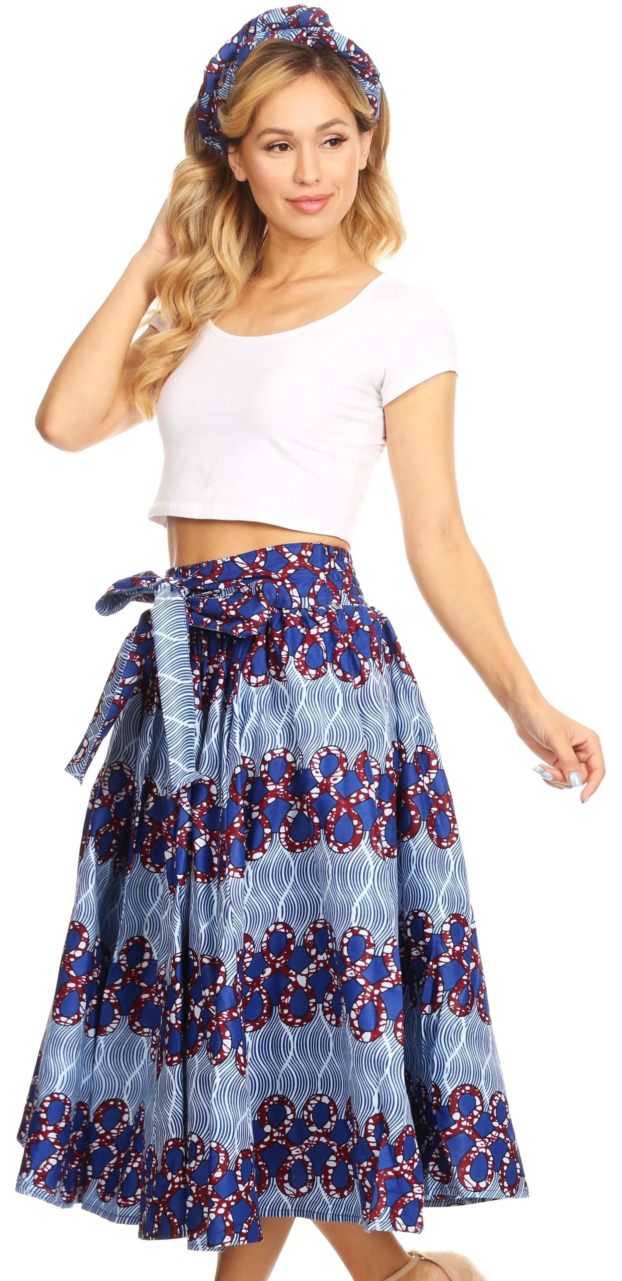 Sakkas African Dutch Ankara Wax Print Full Circle Skirt