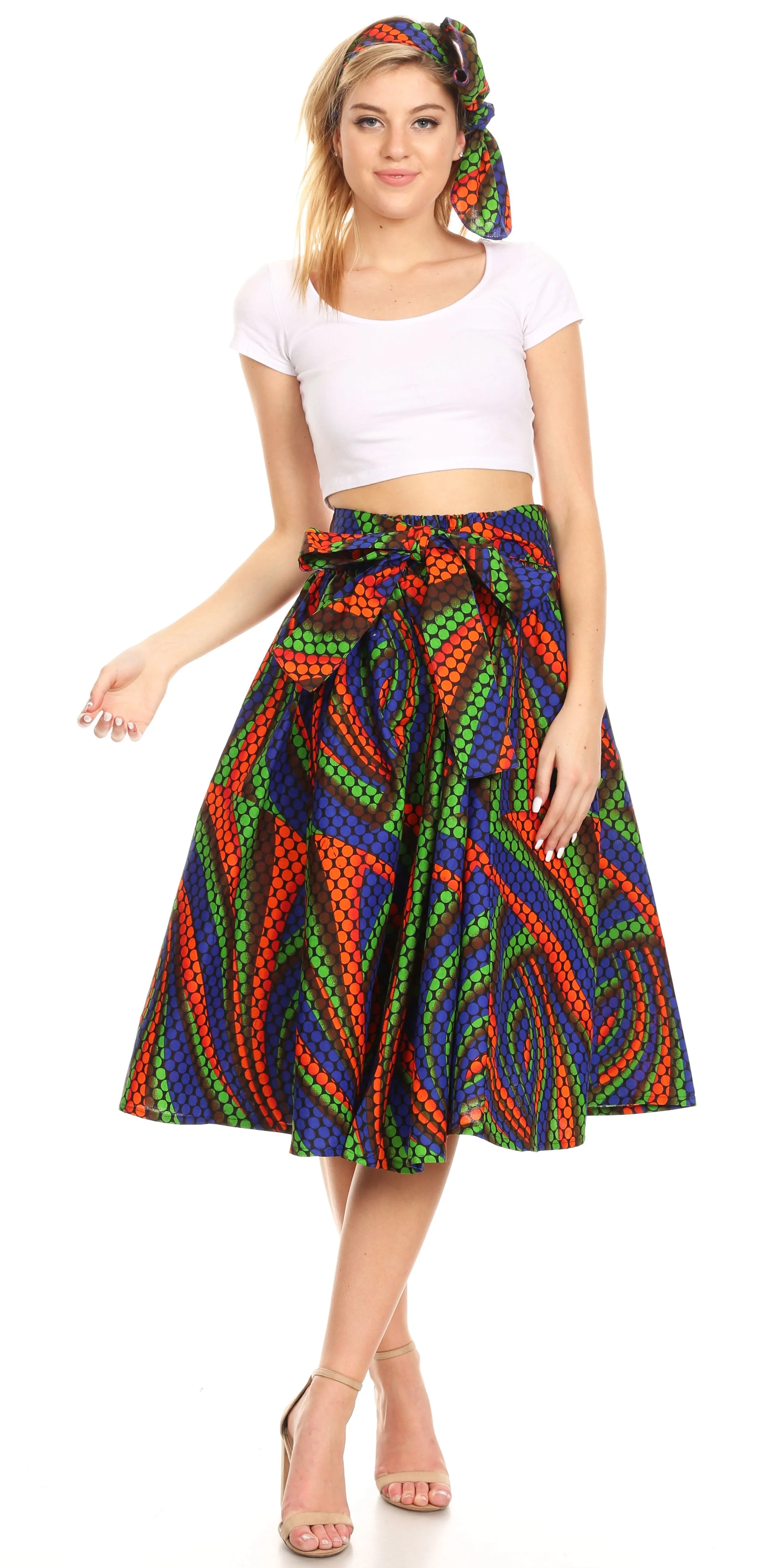 Sakkas African Dutch Ankara Wax Print Full Circle Skirt