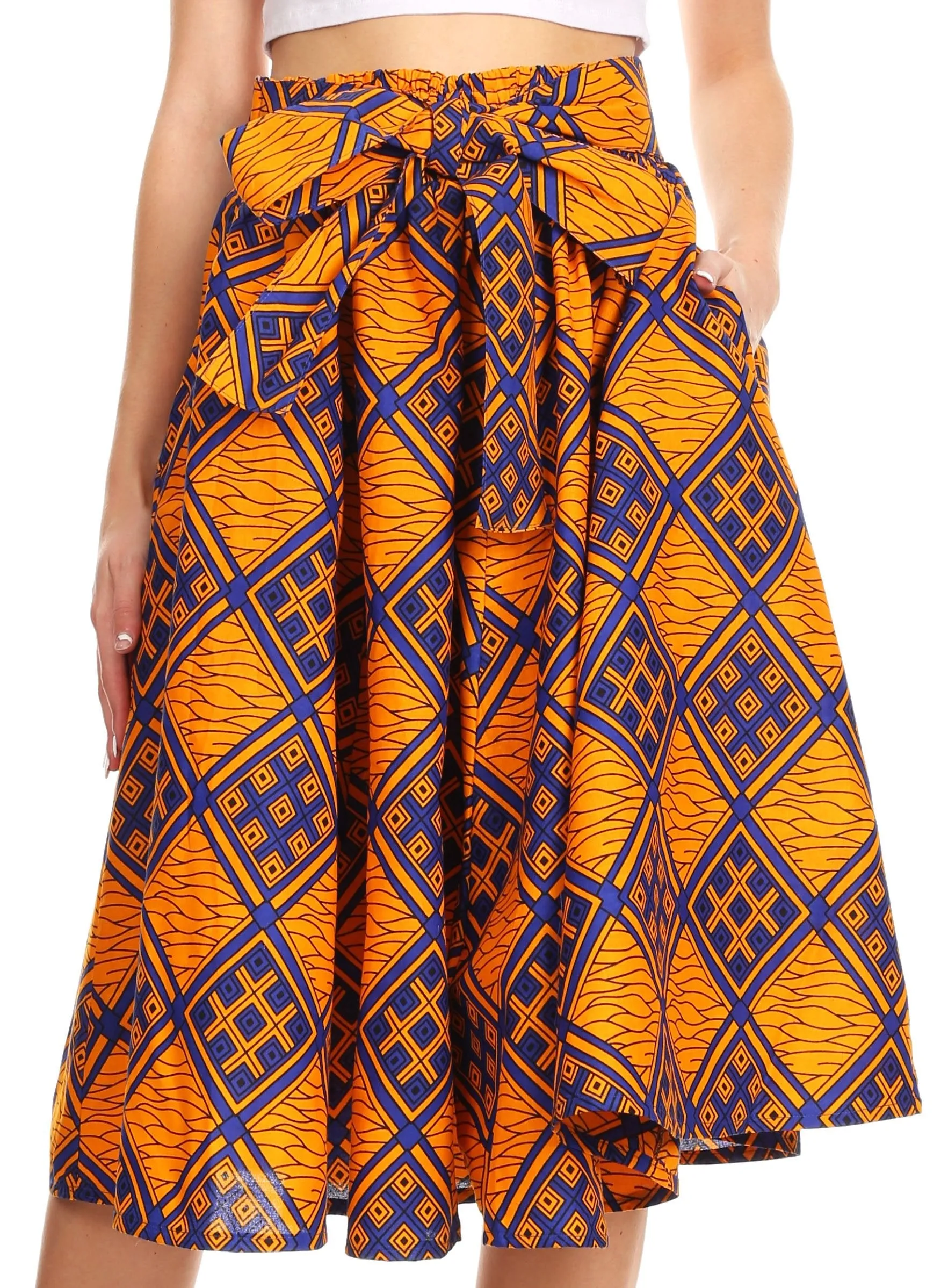 Sakkas African Dutch Ankara Wax Print Full Circle Skirt