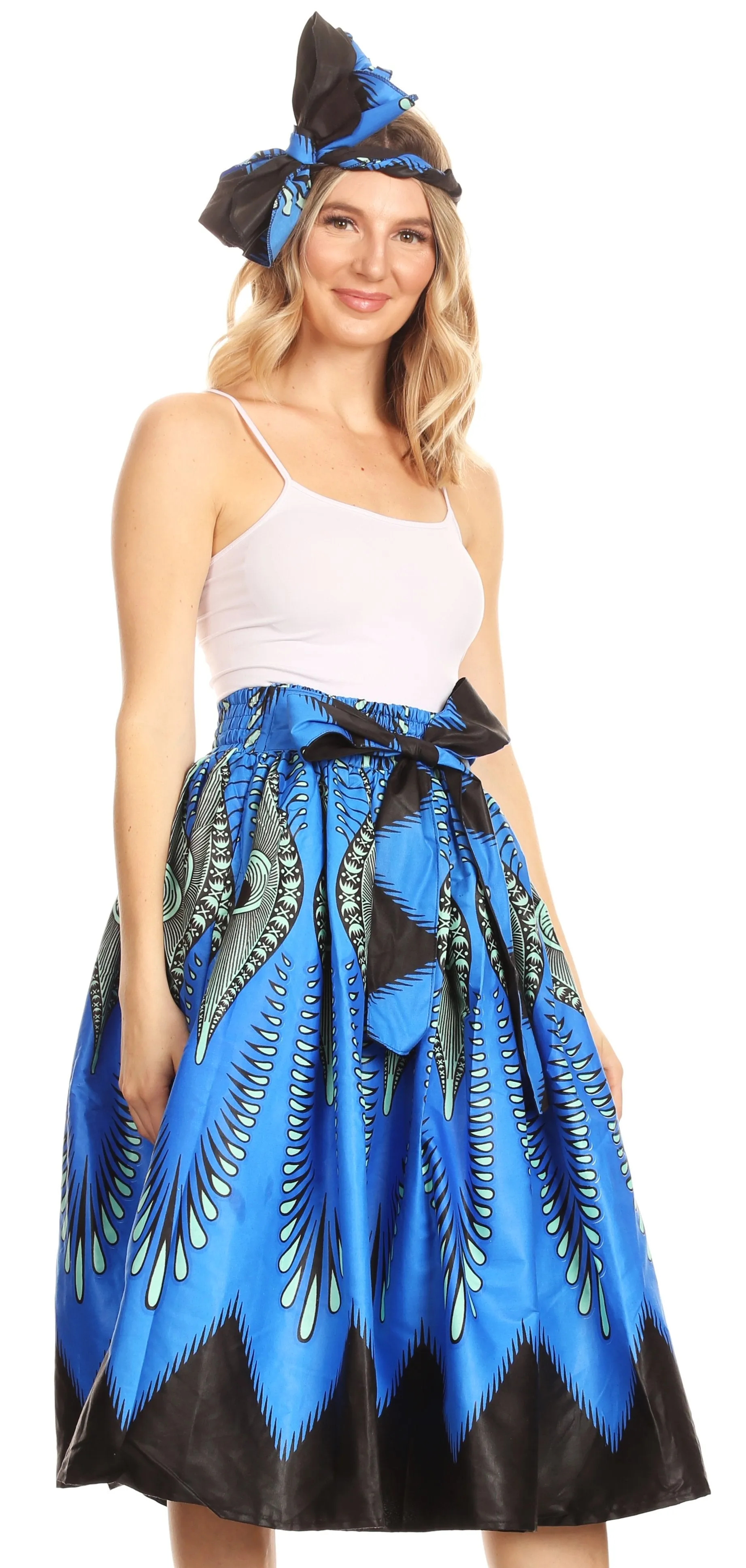 Sakkas African Dutch Ankara Wax Print Full Circle Skirt