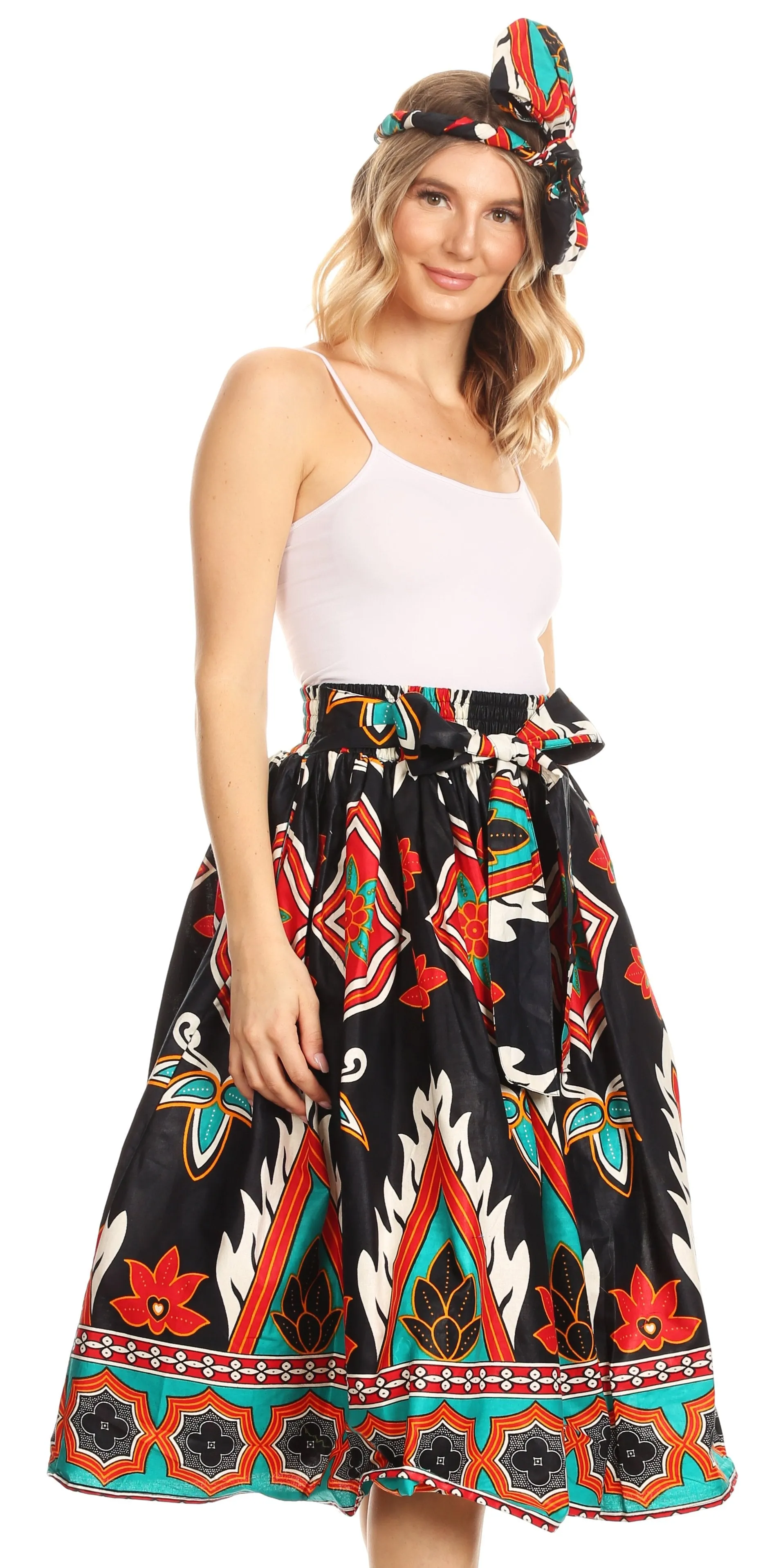 Sakkas African Dutch Ankara Wax Print Full Circle Skirt